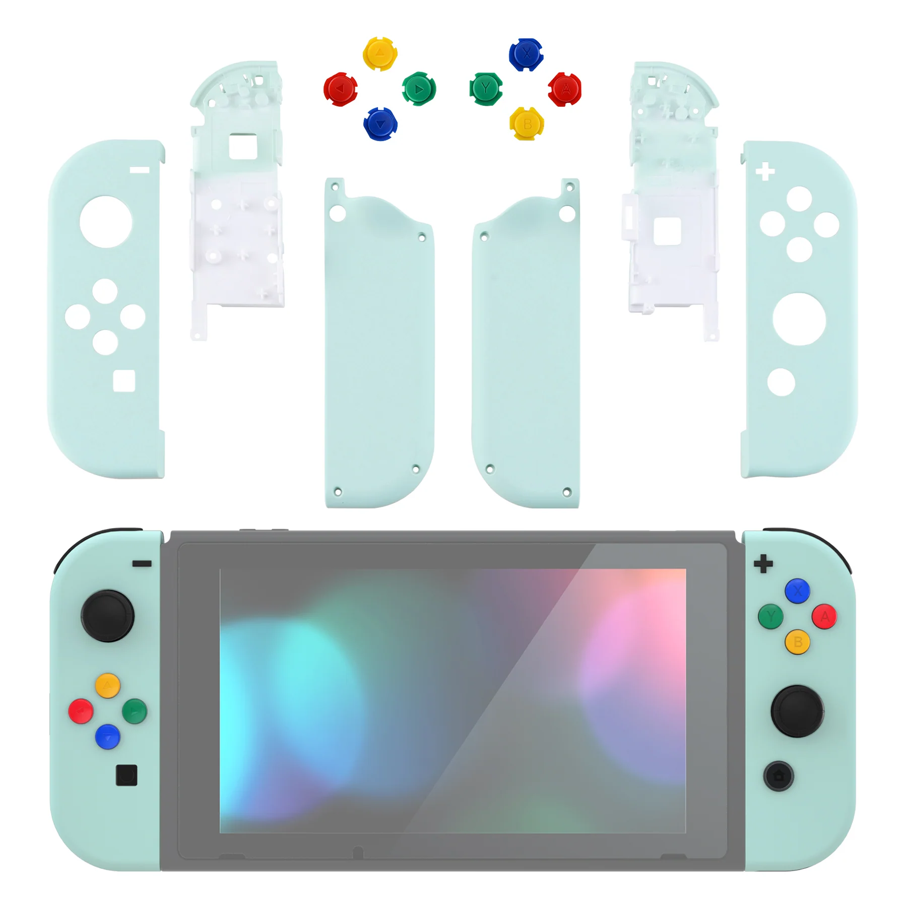 eXtremeRate Replacement Full Set Shell Case with Buttons for Joycon of NS Switch - Light Cyan - Image 3