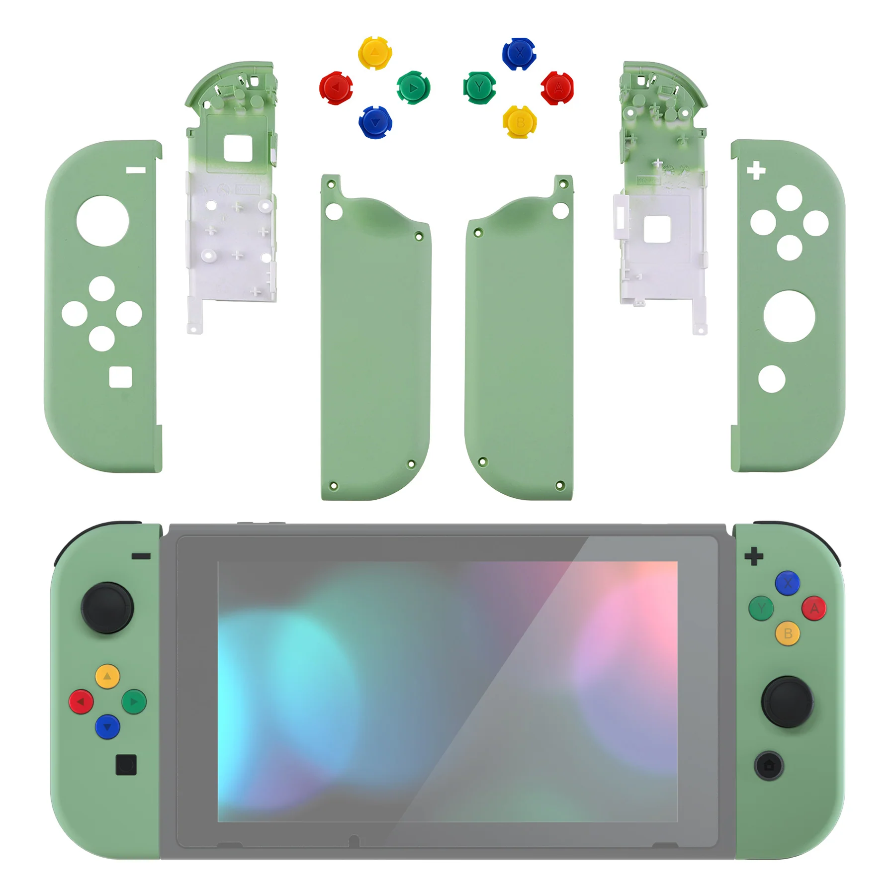 eXtremeRate Replacement Full Set Shell Case with Buttons for Joycon of NS Switch - Matcha Green - Image 3