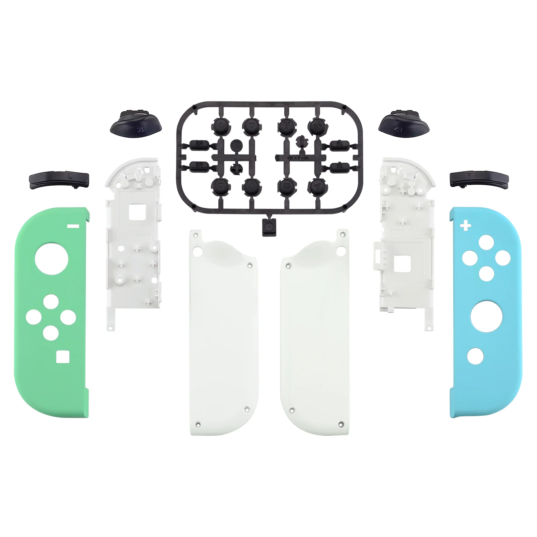 eXtremeRate Replacement Full Set Shell Case with Buttons for Joycon of NS Switch - Mint Green & Heaven Blue - Image 2