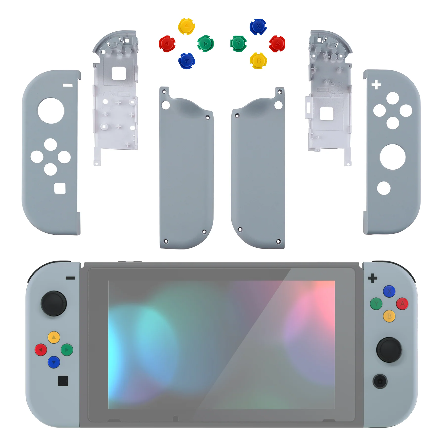 eXtremeRate Replacement Full Set Shell Case with Buttons for Joycon of NS Switch - New Hope Gray - Image 3