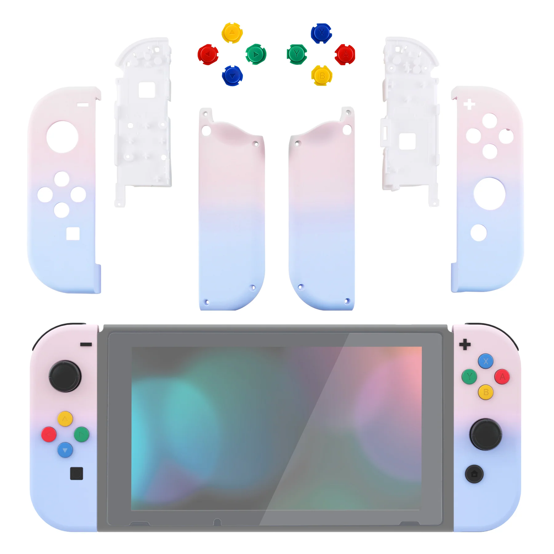 eXtremeRate Replacement Full Set Shell Case with Buttons for Joycon of NS Switch - Pink Violet - Image 3