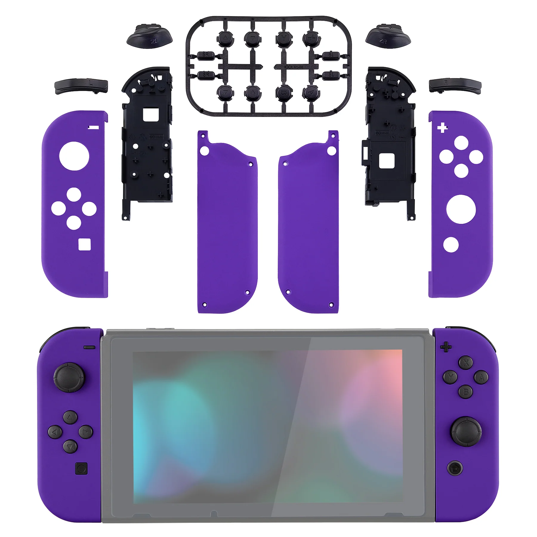 eXtremeRate Replacement Full Set Shell Case with Buttons for Joycon of NS Switch - Purple - Image 9