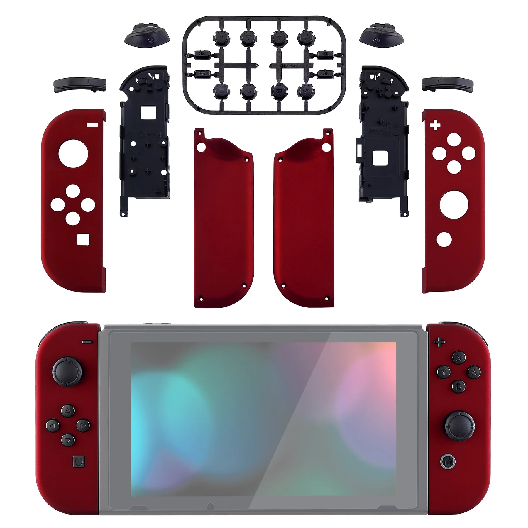 eXtremeRate Replacement Full Set Shell Case with Buttons for Joycon of NS Switch - Scarlet Red - Image 3