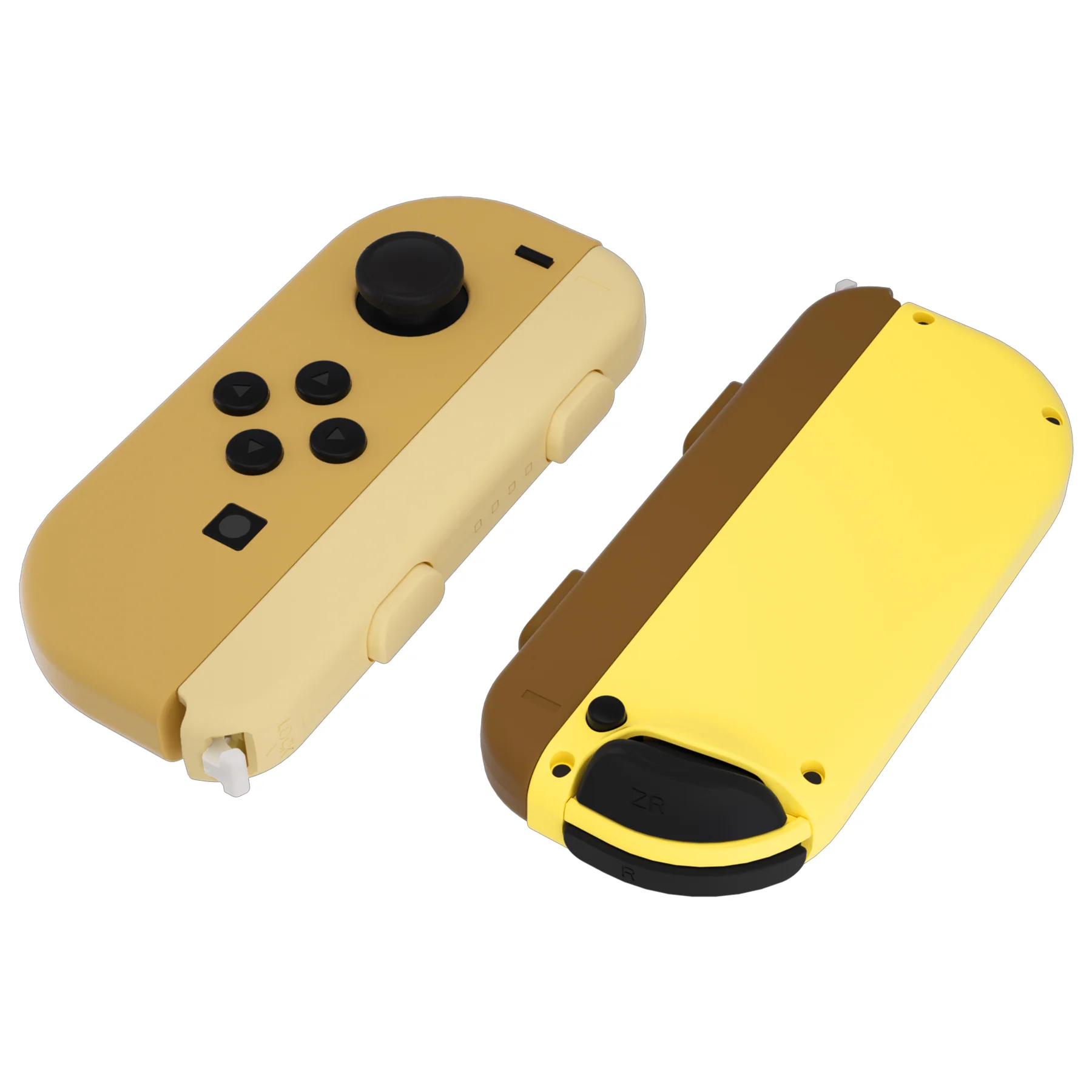eXtremeRate Replacement Full Set Shell Case with Buttons & Wrist Strap Cover for Joycon of NS Switch - Monsters Brown & Yellow - Image 6