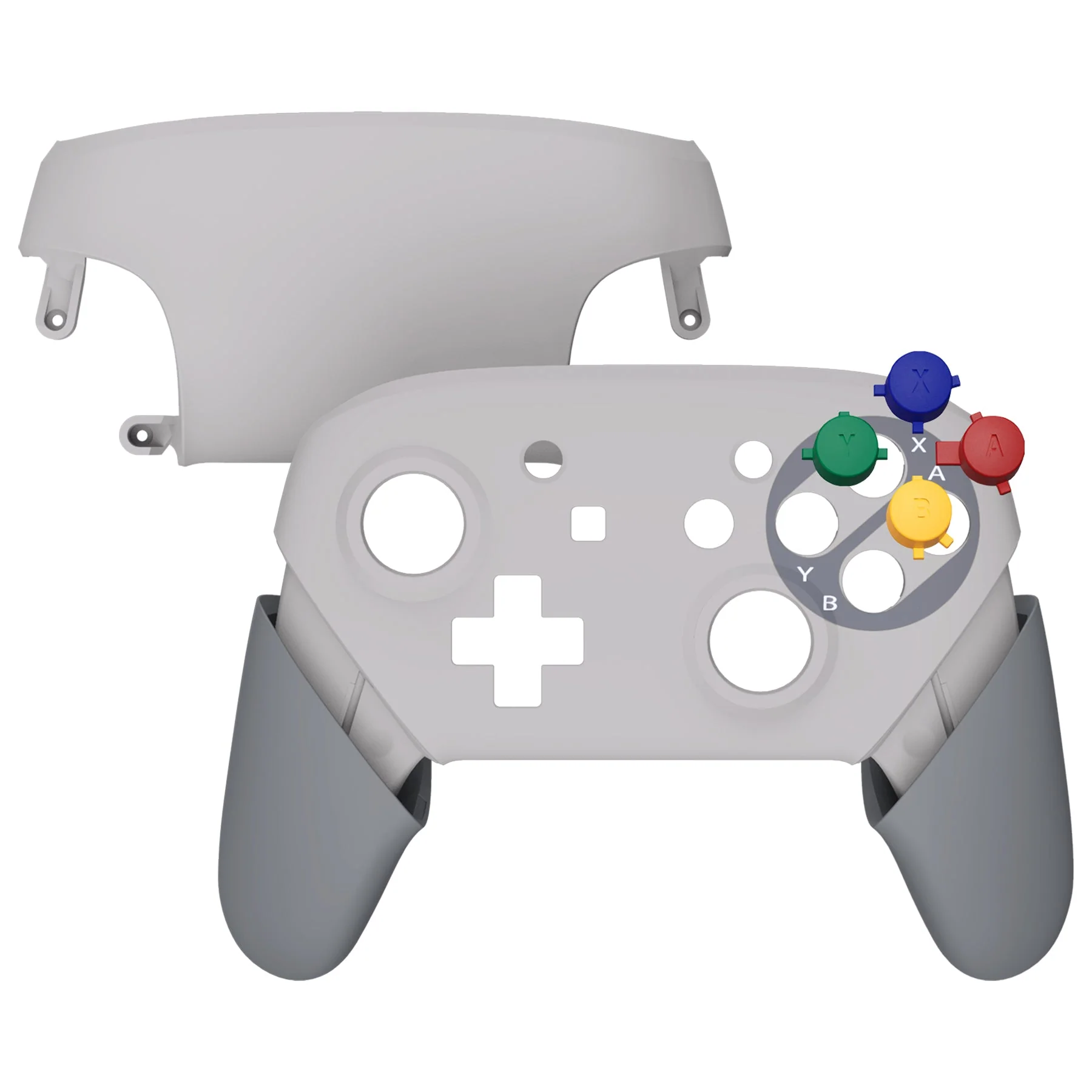 eXtremeRate Replacement Full Set Shell Faceplate Backplate Handles Colorful ABXY Buttons for Nintendo Switch Pro - SFC SNES Classic EU Style - Image 5