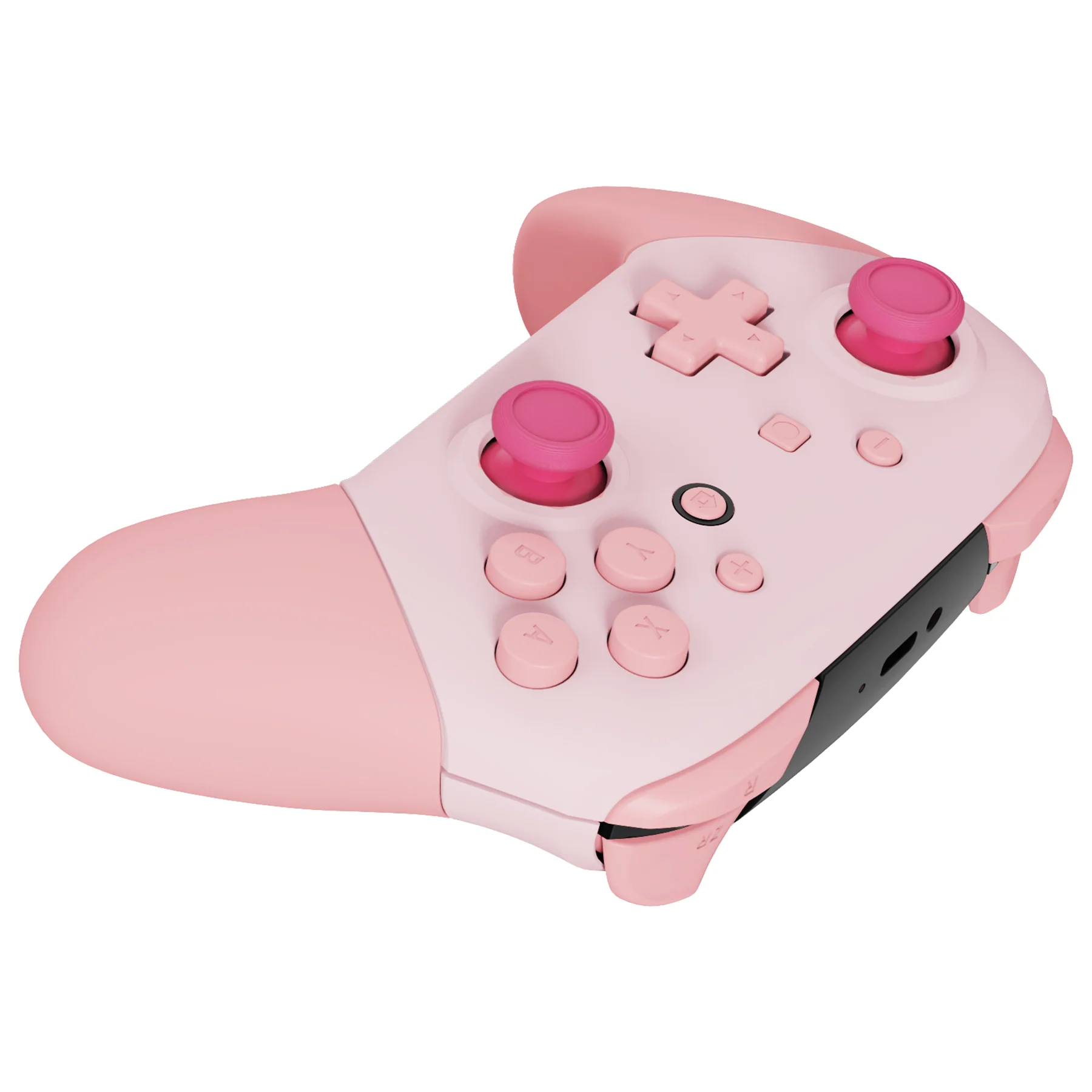 eXtremeRate Replacement Full Set Shell Faceplate Backplate Handles for Nintendo Switch Pro - Cherry Blossoms Pink & Puffy Pink - Image 4