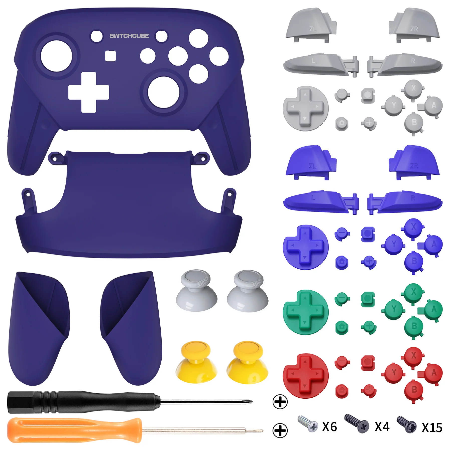 eXtremeRate Replacement Full Set Shell Faceplate Backplate Handles for Nintendo Switch Pro - Classic SwitchCube Style - Image 2
