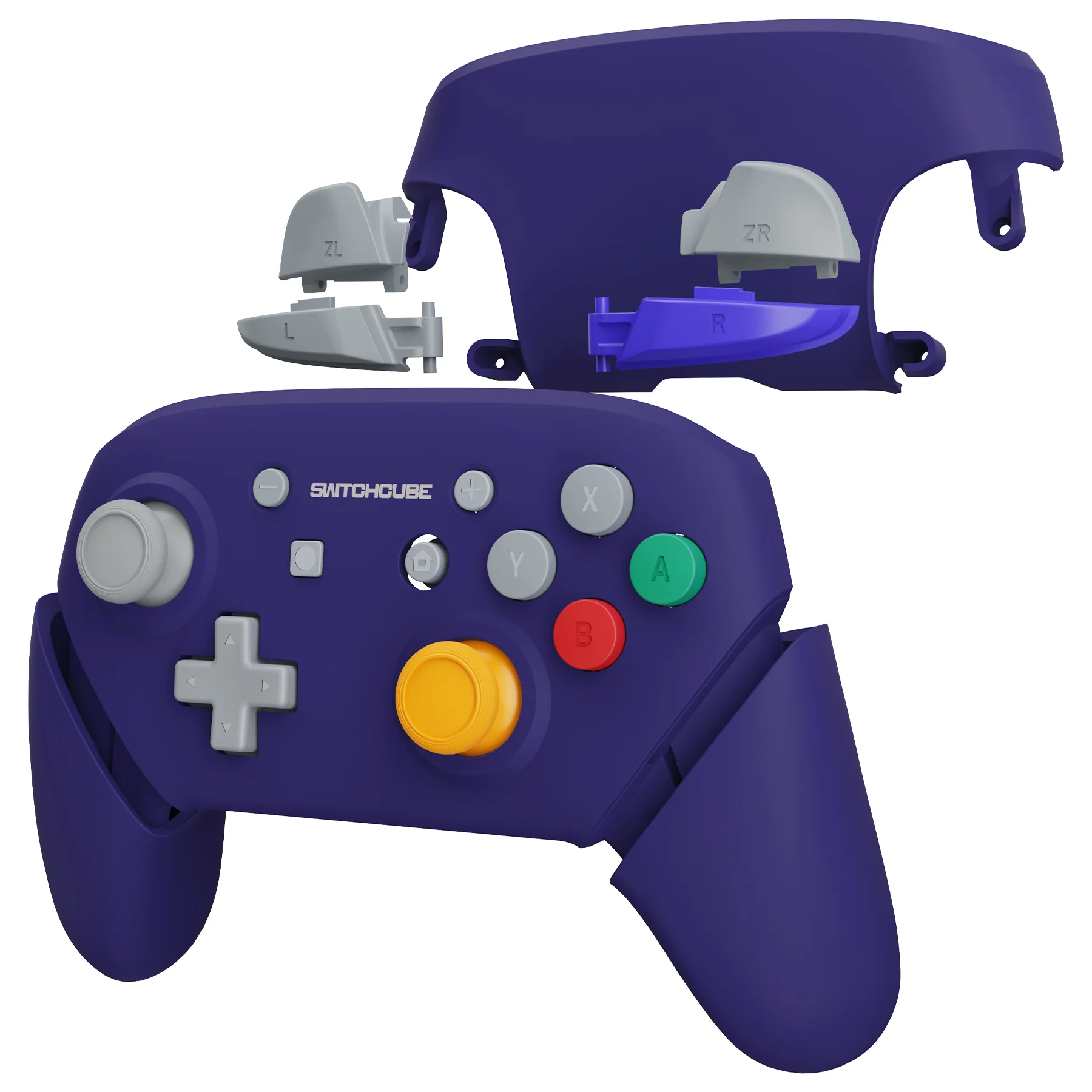 eXtremeRate Replacement Full Set Shell Faceplate Backplate Handles for Nintendo Switch Pro - Classic SwitchCube Style - Image 3