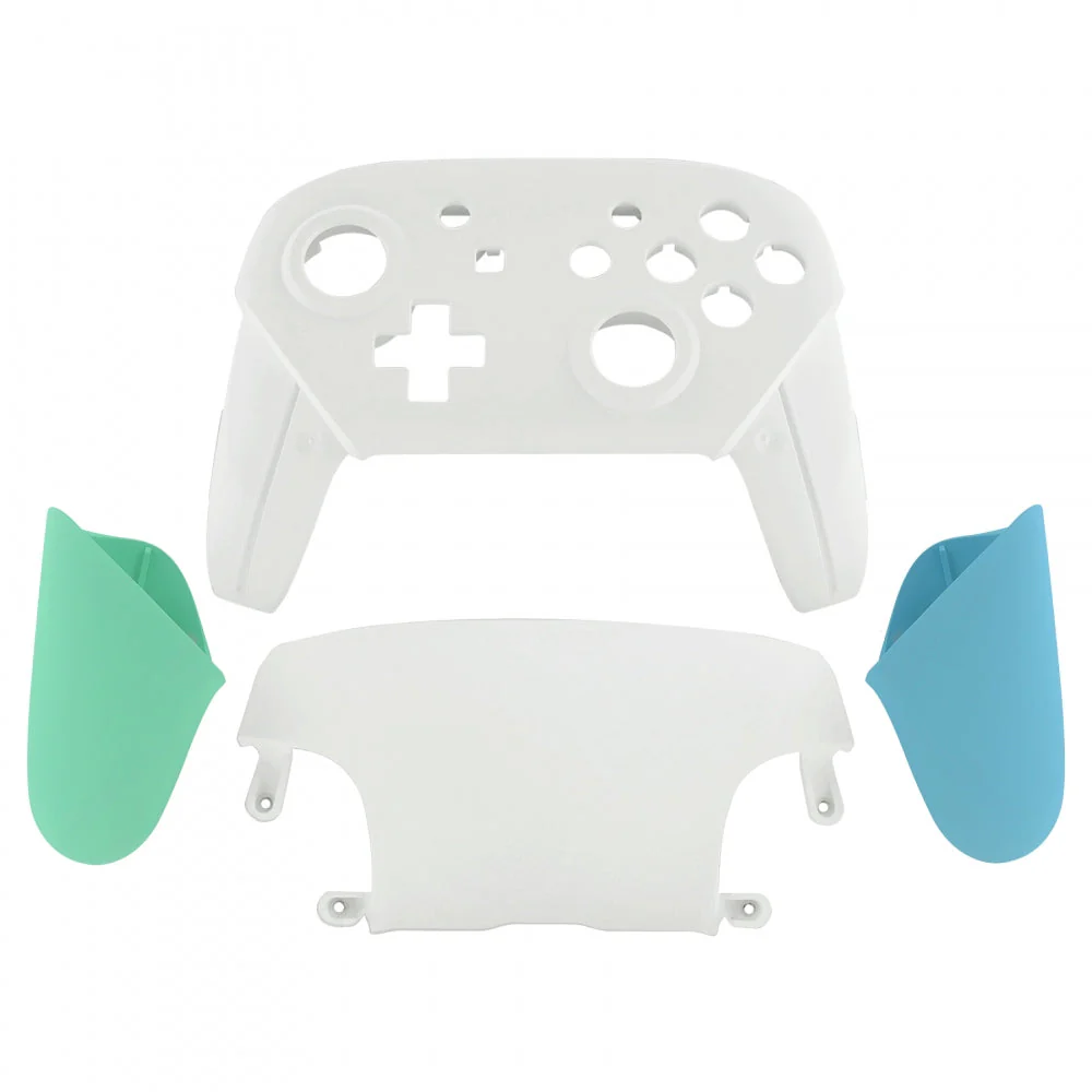eXtremeRate Replacement Full Set Shell Faceplate Backplate Handles for Nintendo Switch Pro - White & Mint Green & Heaven Blue - Image 2