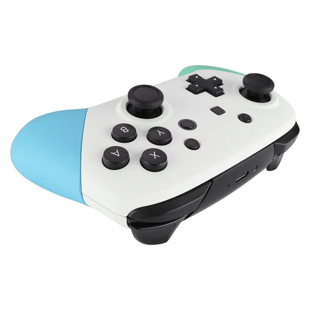 eXtremeRate Replacement Full Set Shell Faceplate Backplate Handles for Nintendo Switch Pro - White & Mint Green & Heaven Blue - Image 6