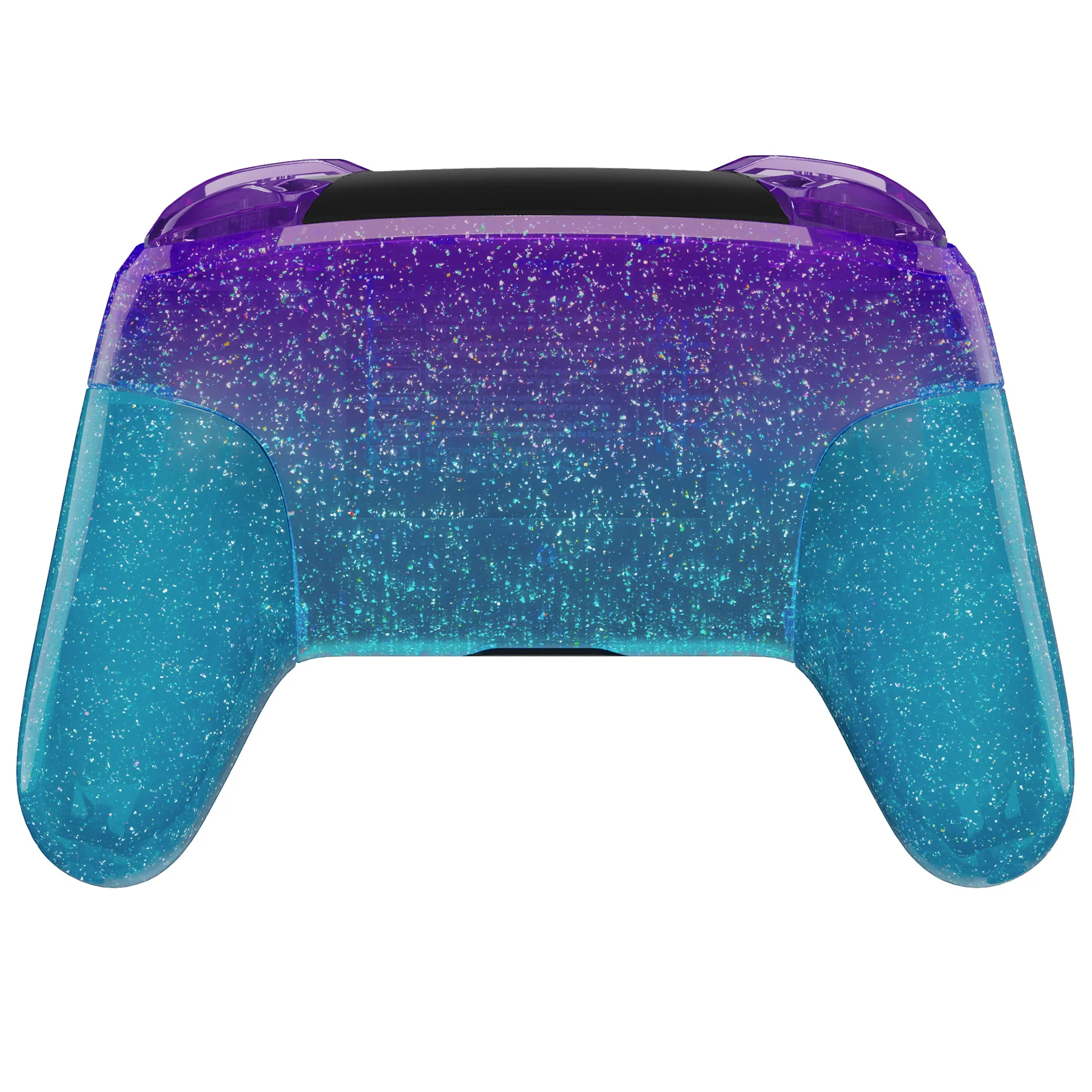 eXtremeRate Replacement Full Set Shell Faceplate Backplate Handles with Button Kit for Nintendo Switch Pro - Glitter Gradient Translucent Bluebell & Blue - Image 3