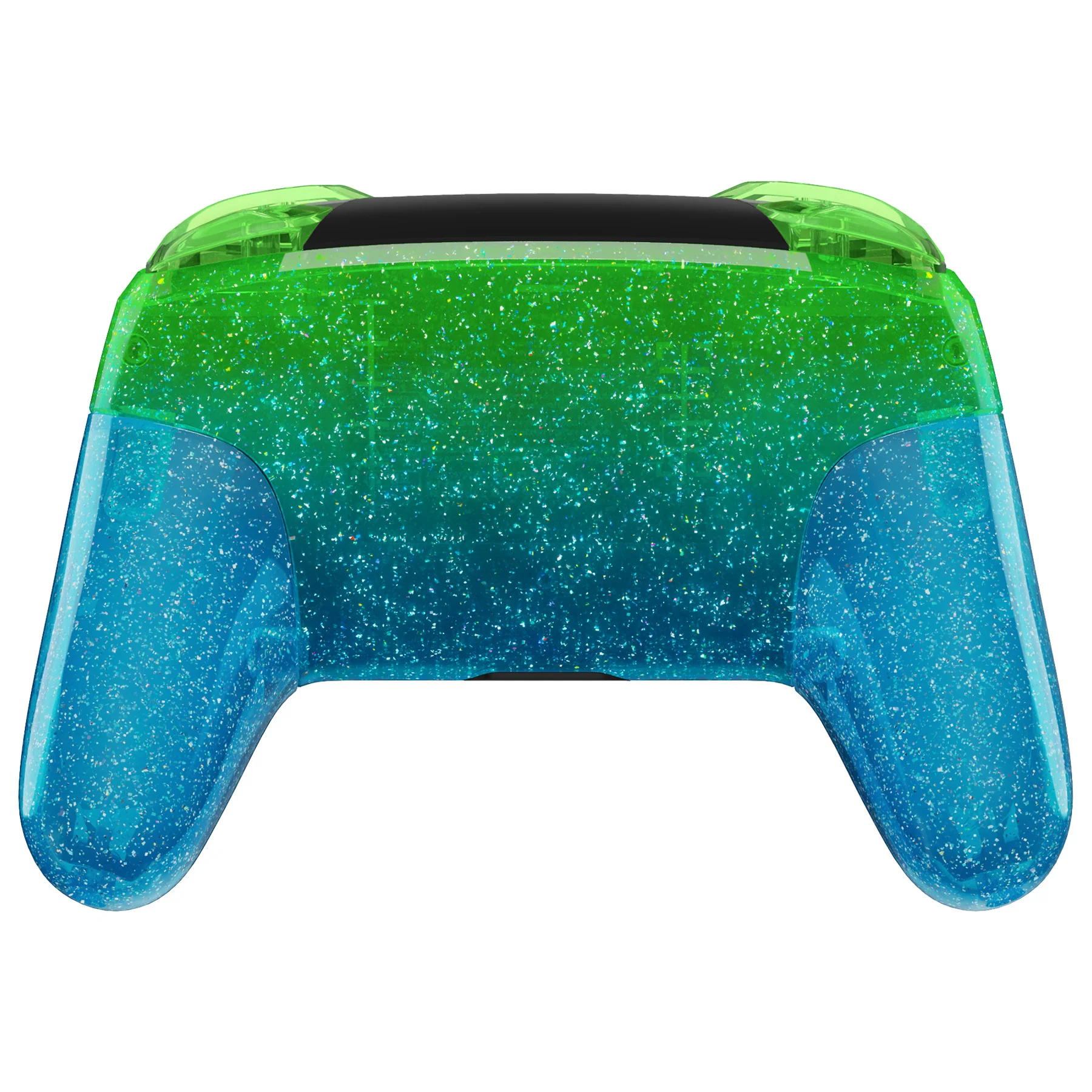 eXtremeRate Replacement Full Set Shell Faceplate Backplate Handles with Button Kit for Nintendo Switch Pro - Glitter Gradient Translucent Green Blue - Image 3