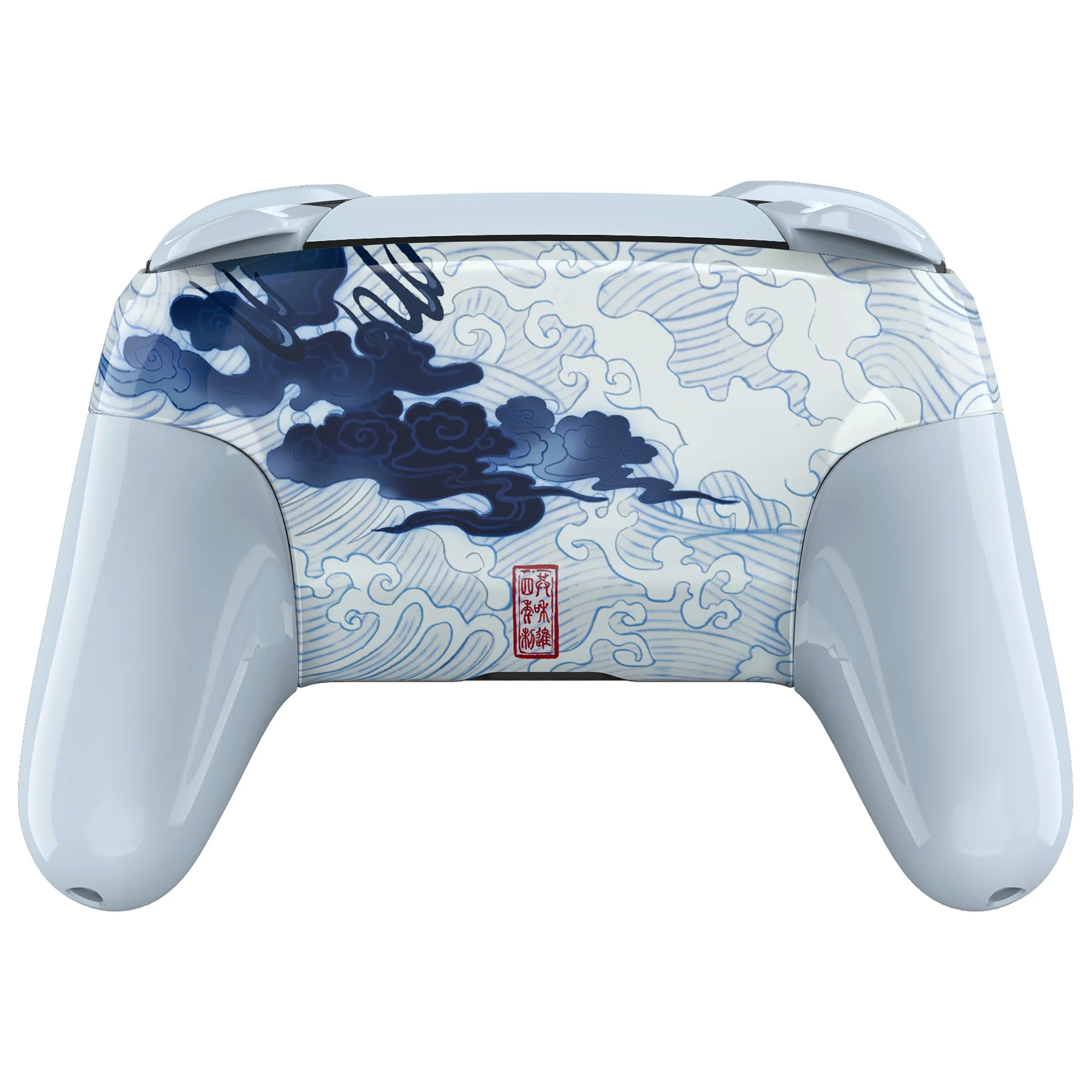 eXtremeRate Replacement Full Set Shell Faceplate Backplate Handles with Button Kit for Nintendo Switch Pro - Porcelain Dragon - Image 4