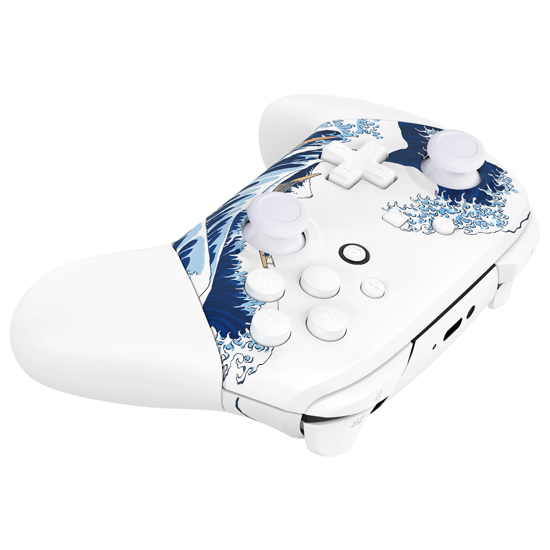 eXtremeRate Replacement Full Set Shell Faceplate Backplate Handles with Button Kit for Nintendo Switch Pro - The Great Wave Off Kanagawa - Image 3
