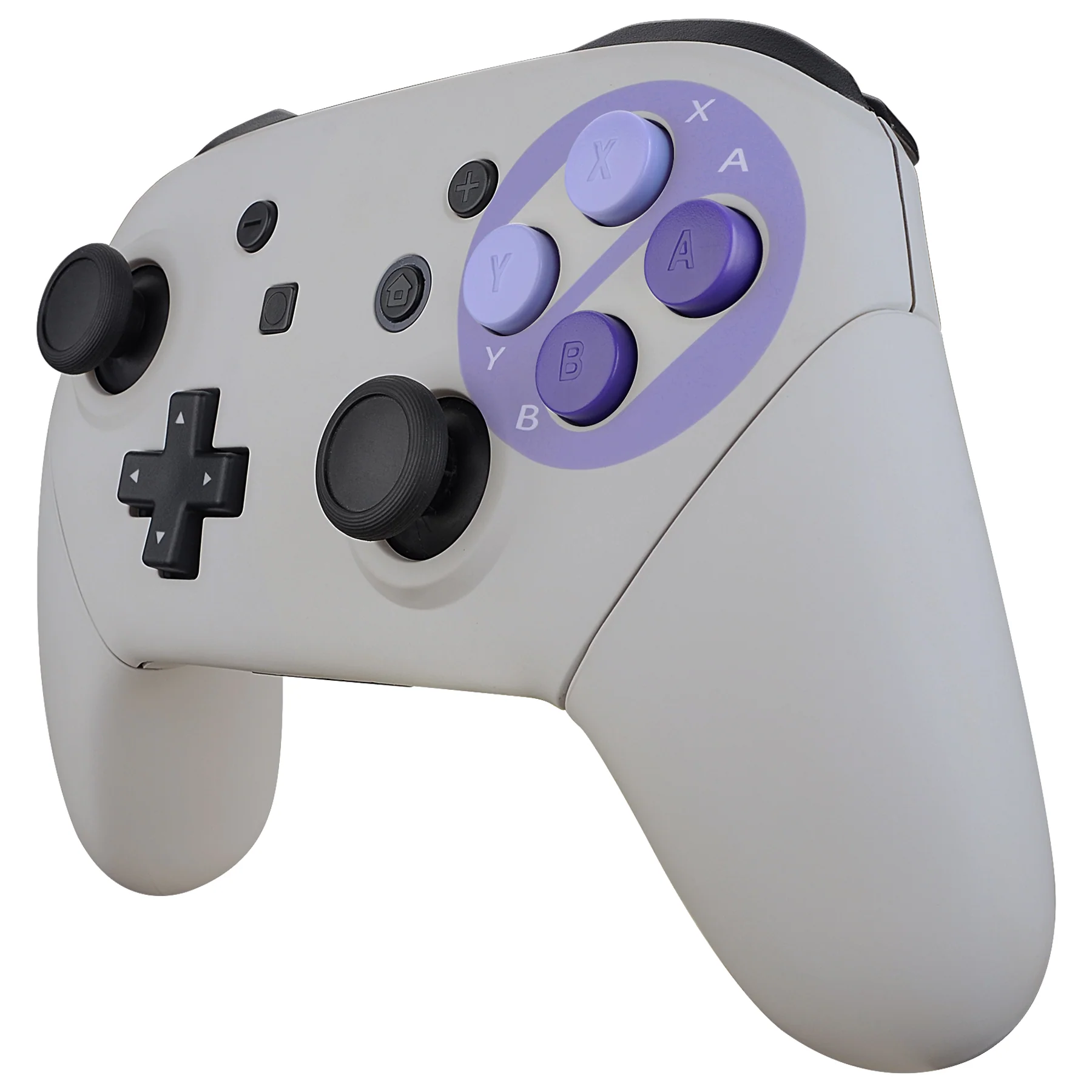eXtremeRate Replacement Full Set Shell Faceplate Backplate Handles with Purple D-pad ABXY Buttons for Nintendo Switch Pro - Classic SNES Style - Image 4