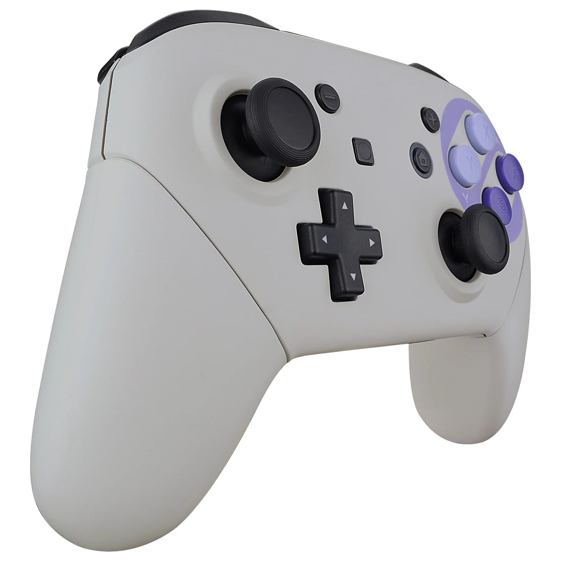 eXtremeRate Replacement Full Set Shell Faceplate Backplate Handles with Purple D-pad ABXY Buttons for Nintendo Switch Pro - Classic SNES Style - Image 5