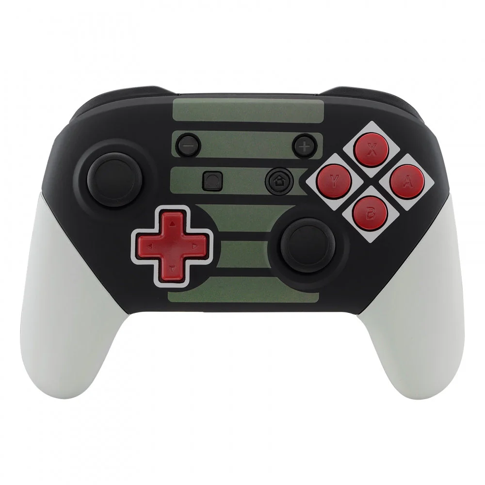 eXtremeRate Replacement Full Set Shell Faceplate Backplate Handles with Red D-pad ABXY Buttons for Nintendo Switch Pro - Classic NES Style - Image 3