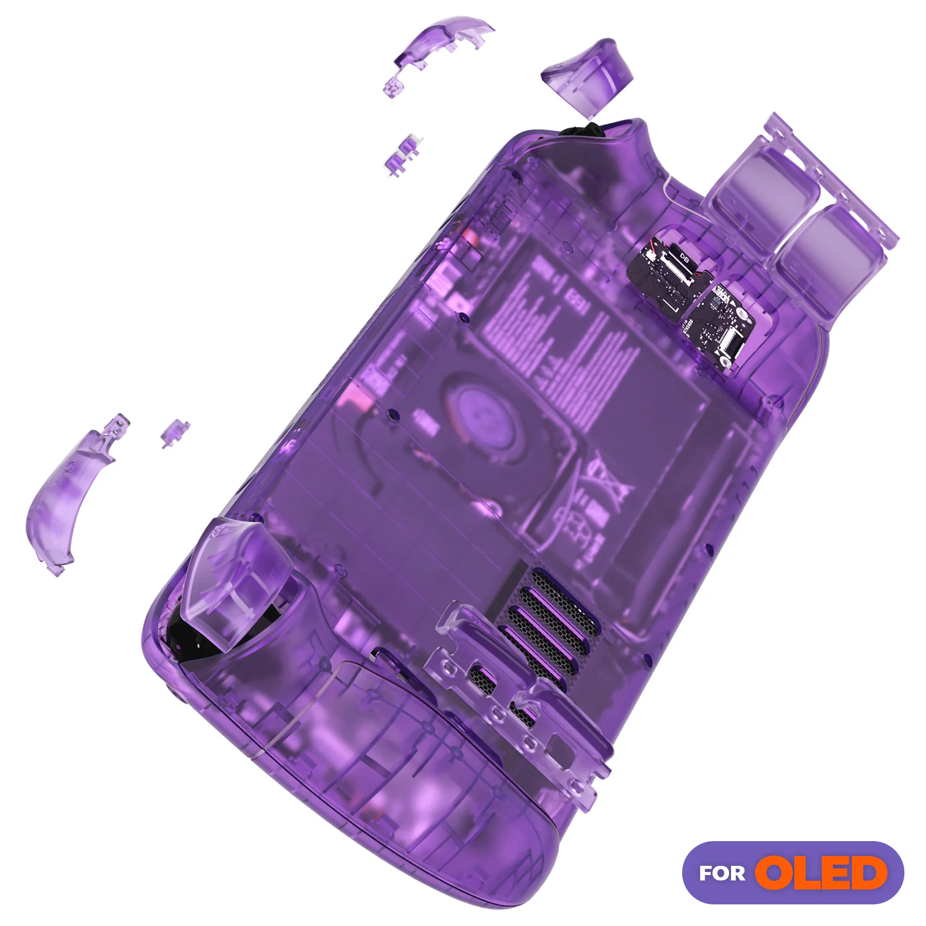 eXtremeRate Replacement Full Set Shell with Buttons for Steam Deck OLED - Clear Atomic Purple - Image 4
