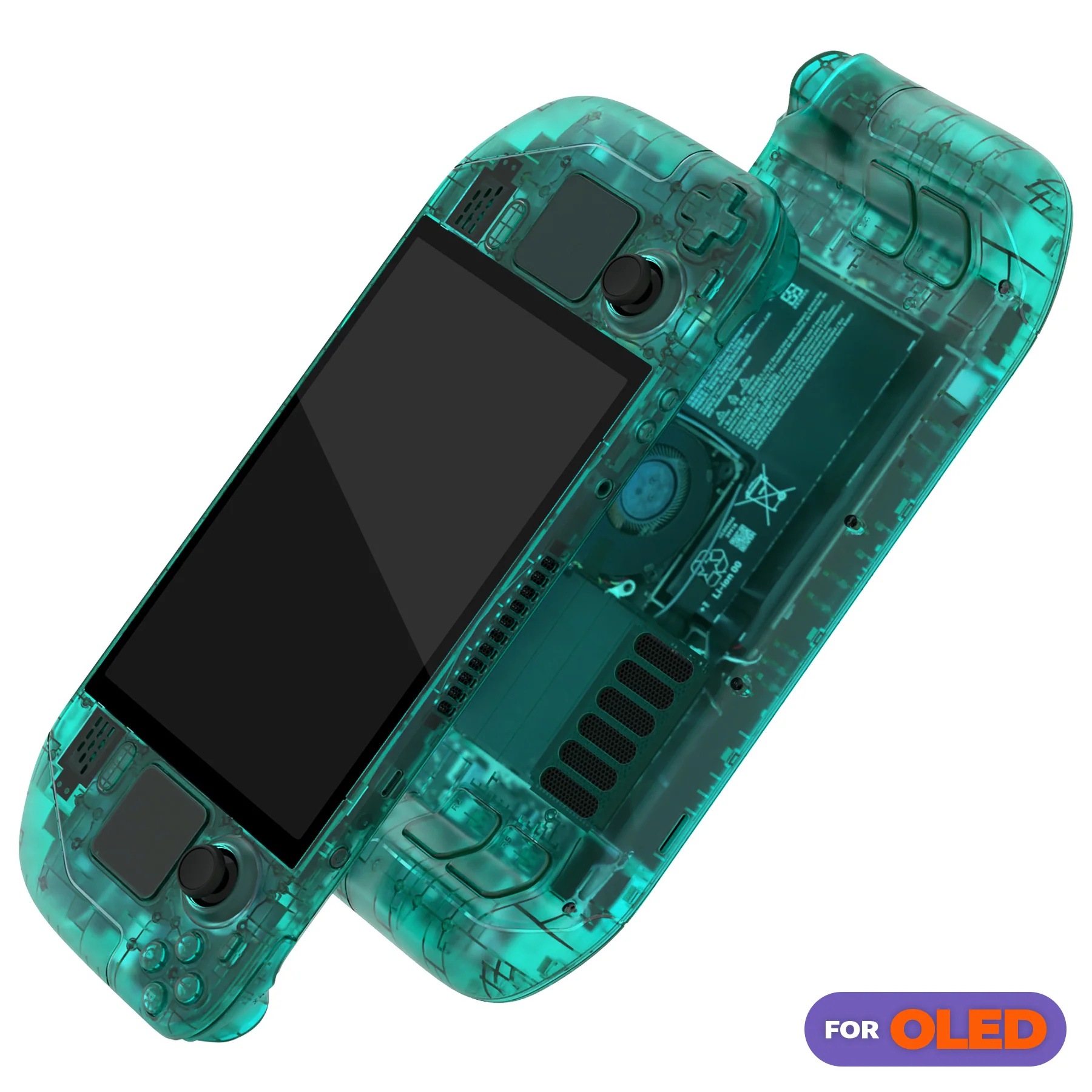 eXtremeRate Replacement Full Set Shell with Buttons for Steam Deck OLED - Clear Emerald Green - Image 3