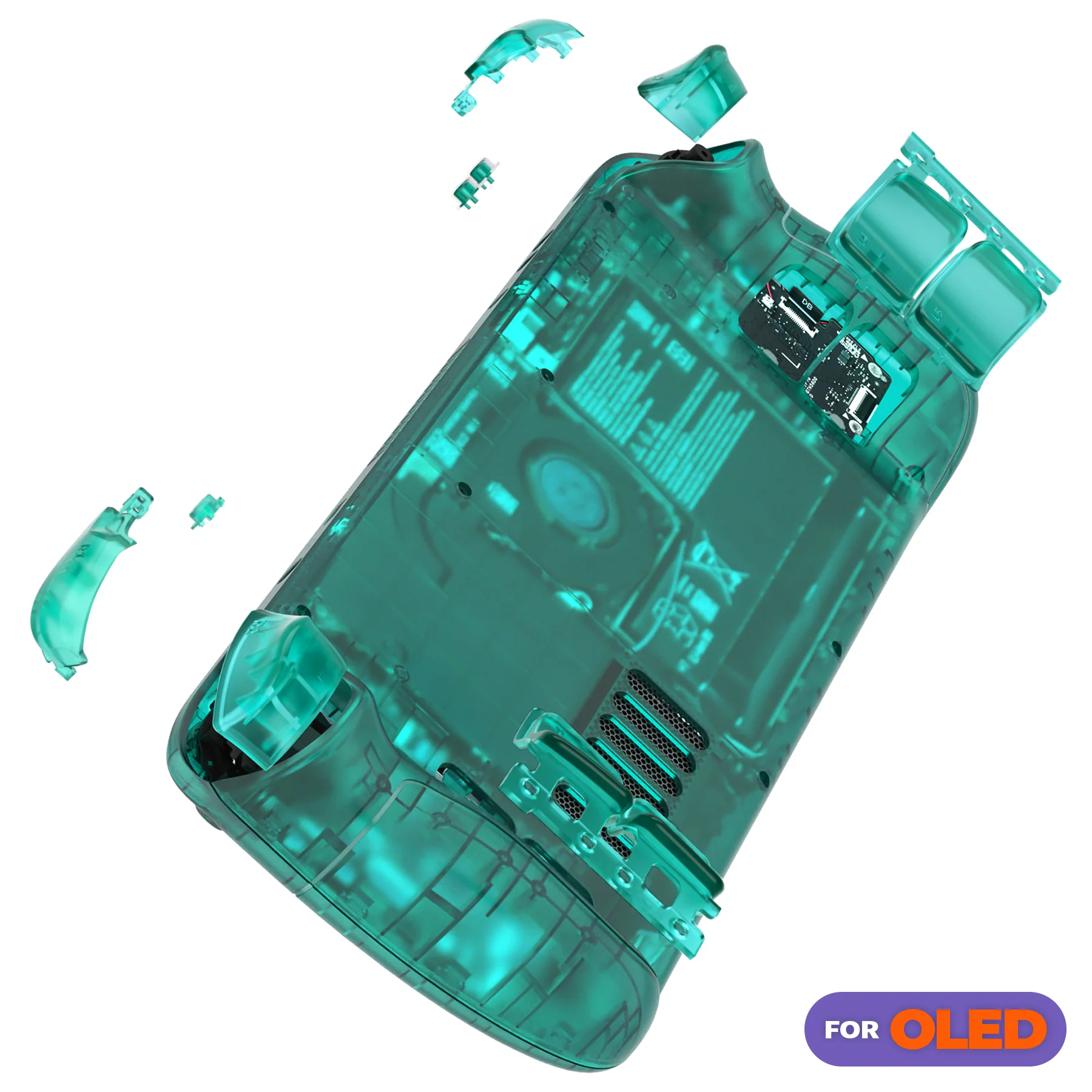 eXtremeRate Replacement Full Set Shell with Buttons for Steam Deck OLED - Clear Emerald Green - Image 4
