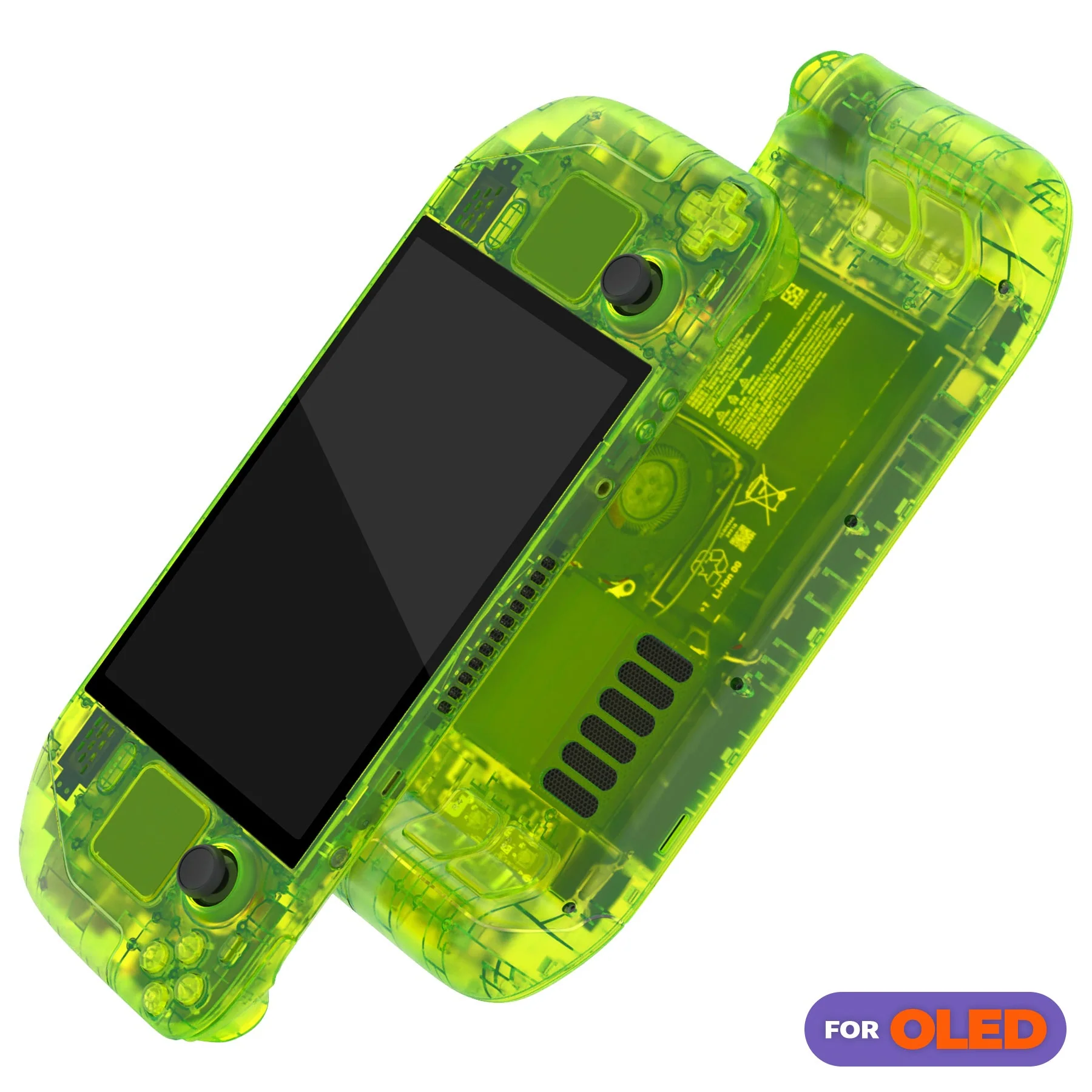 eXtremeRate Replacement Full Set Shell with Buttons for Steam Deck OLED - Clear Lime Green - Image 3