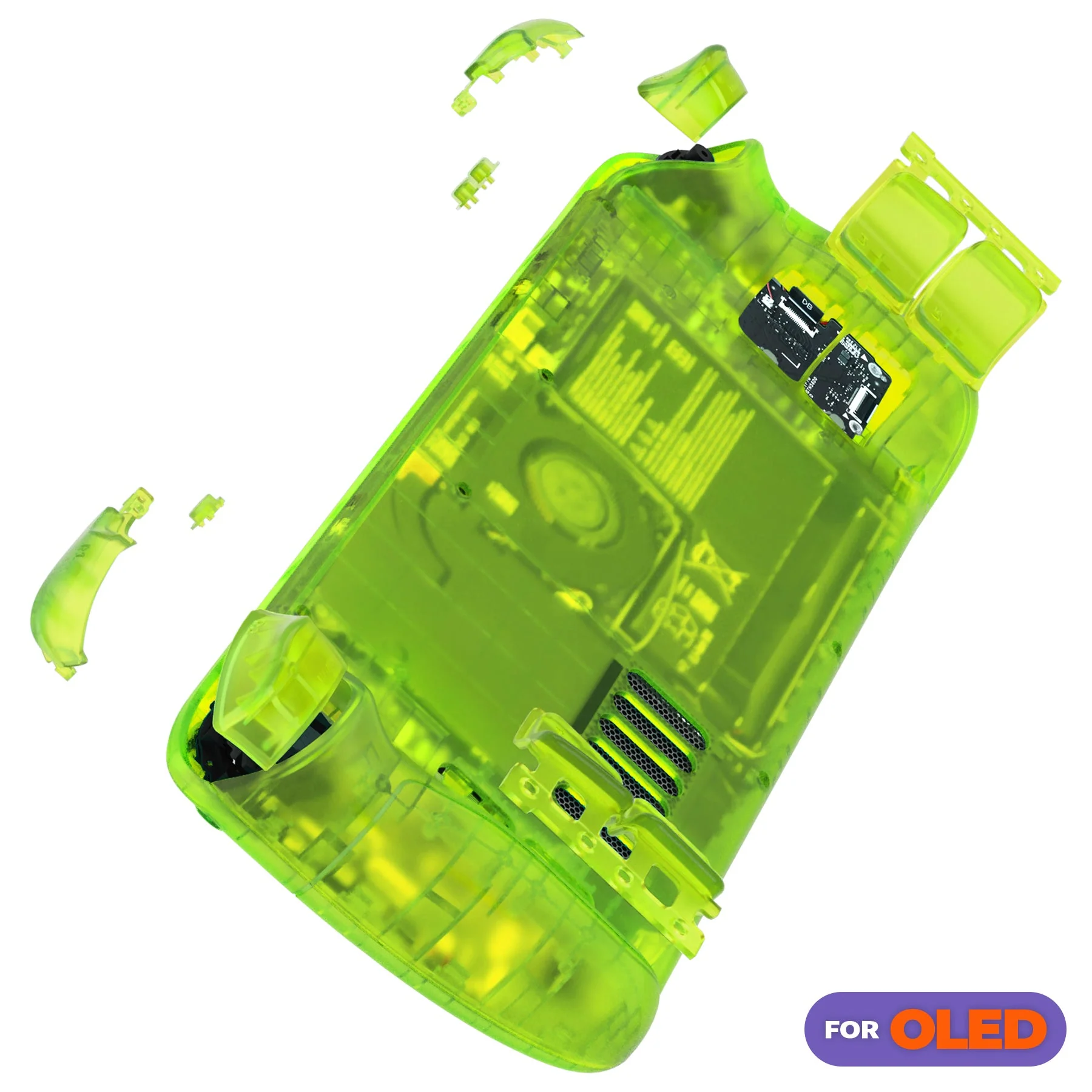 eXtremeRate Replacement Full Set Shell with Buttons for Steam Deck OLED - Clear Lime Green - Image 4