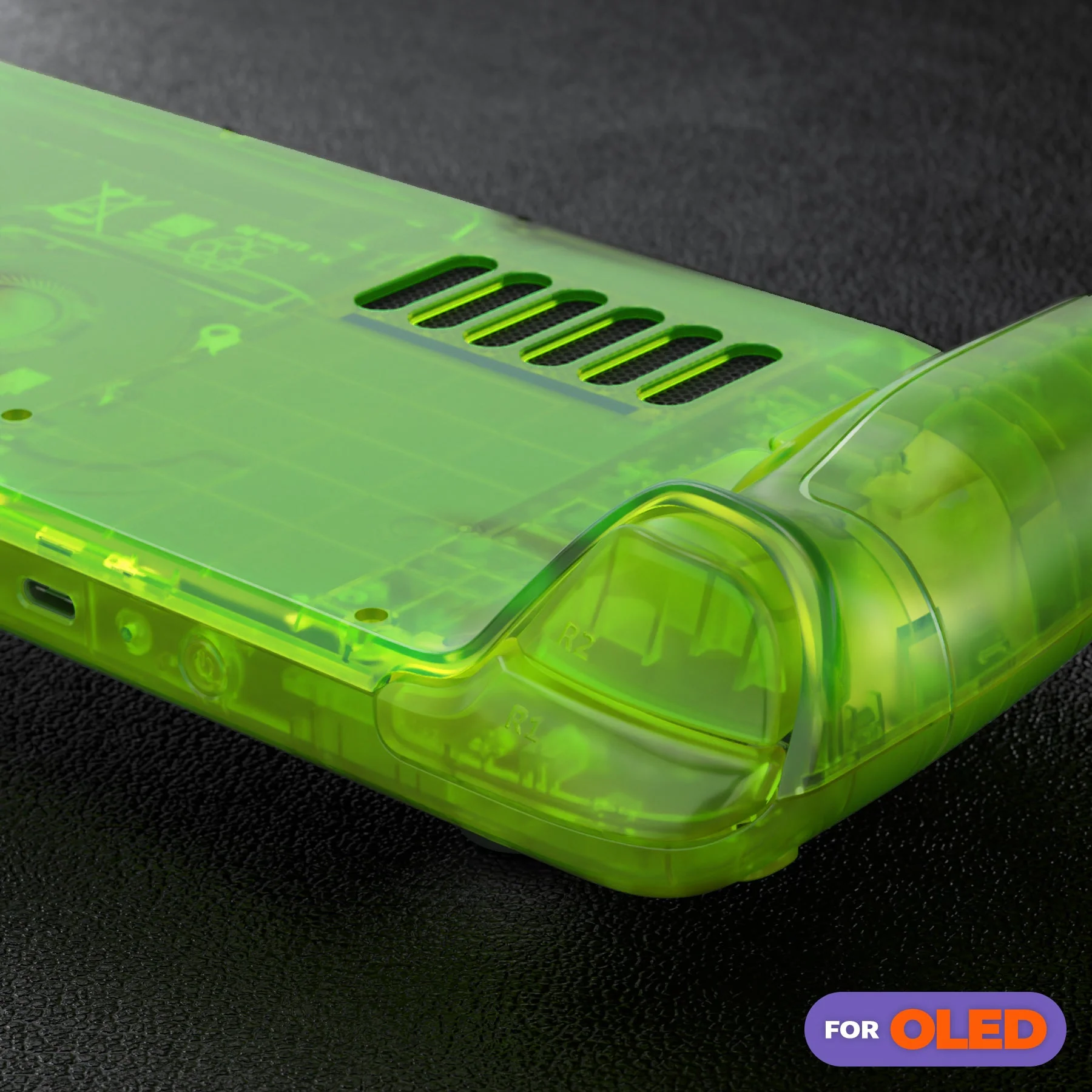 eXtremeRate Replacement Full Set Shell with Buttons for Steam Deck OLED - Clear Lime Green - Image 9