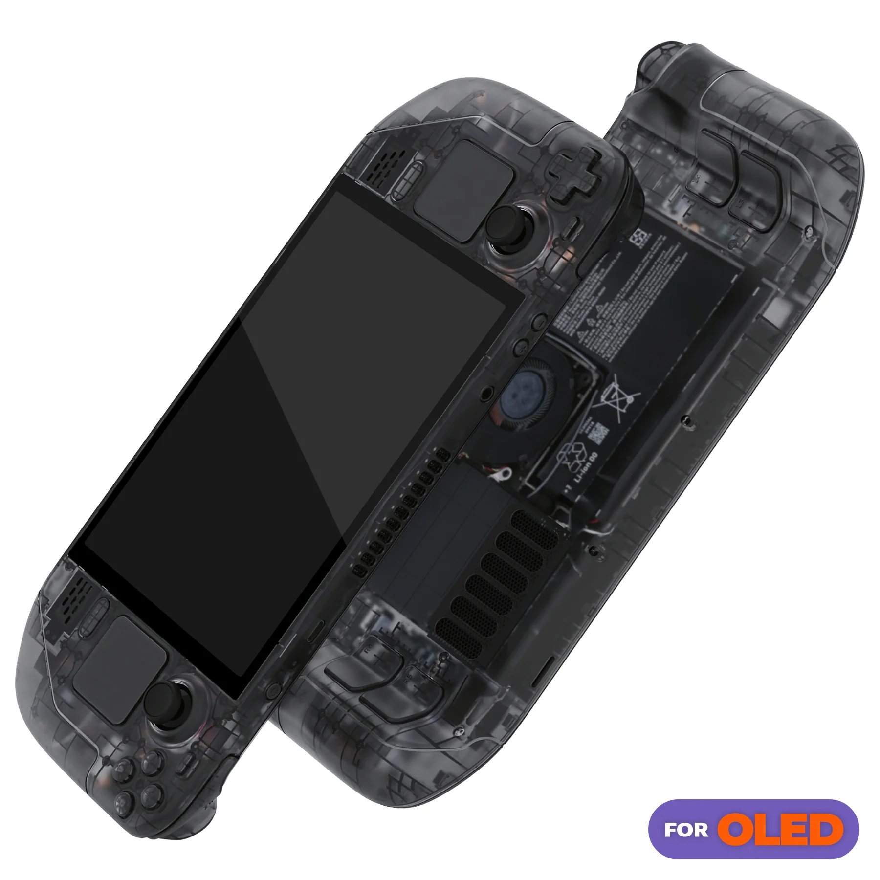 eXtremeRate Replacement Full Set Shell with Buttons for Steam Deck OLED - Clear Slate Black - Image 3
