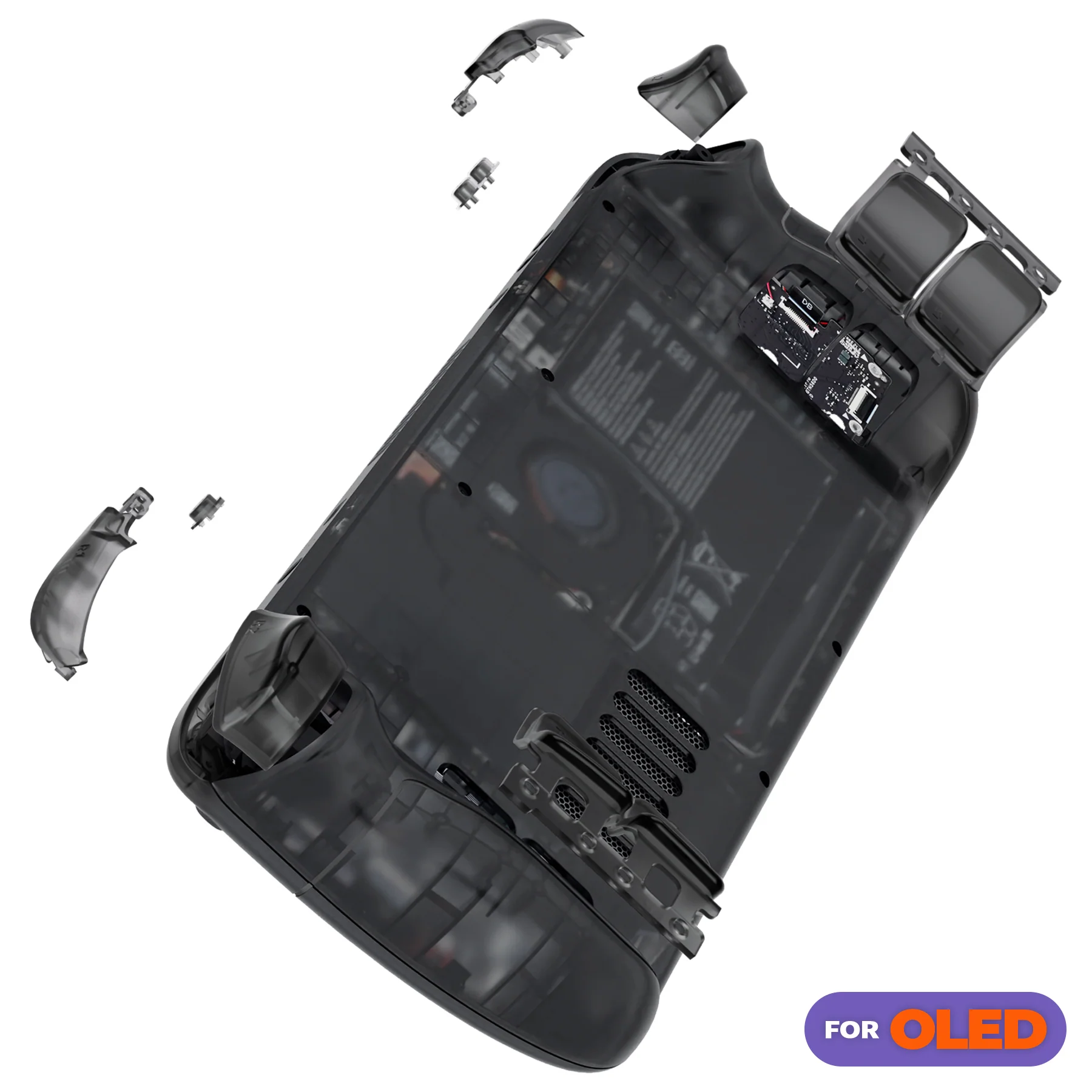 eXtremeRate Replacement Full Set Shell with Buttons for Steam Deck OLED - Clear Slate Black - Image 4