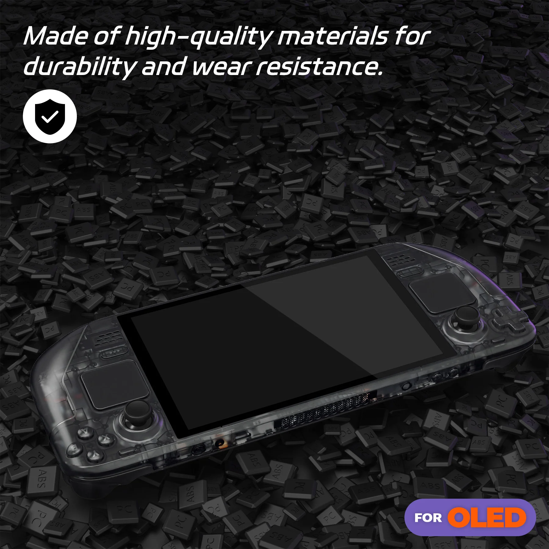 eXtremeRate Replacement Full Set Shell with Buttons for Steam Deck OLED - Clear Slate Black - Image 7