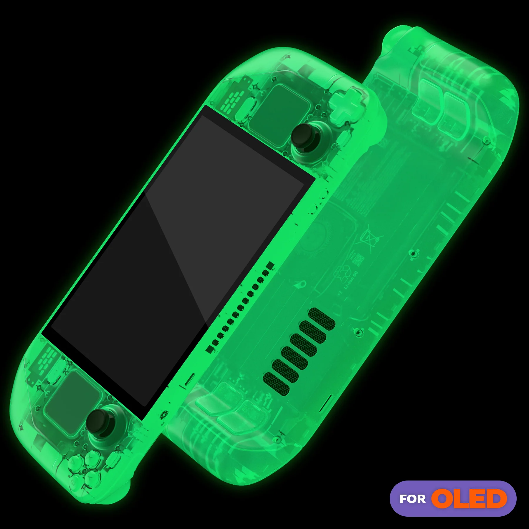 eXtremeRate Replacement Full Set Shell with Buttons for Steam Deck OLED - Glow in Dark - Green - Image 3