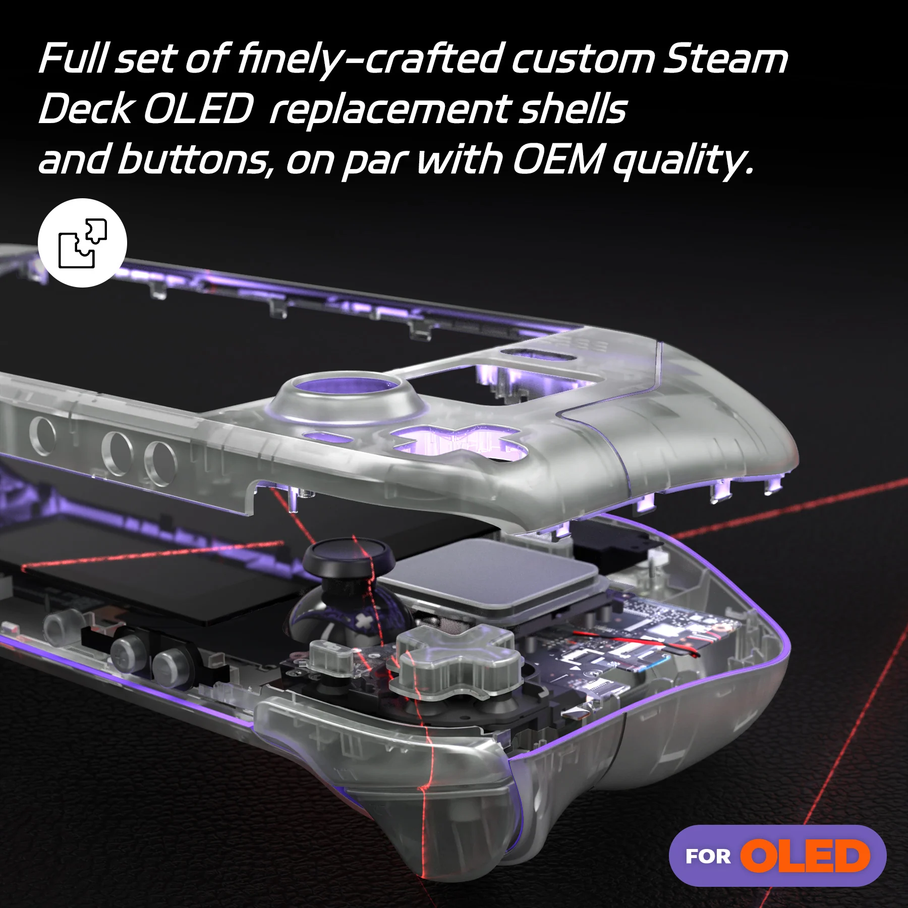 eXtremeRate Replacement Full Set Shell with Buttons for Steam Deck OLED - Glow in Dark - Green - Image 5