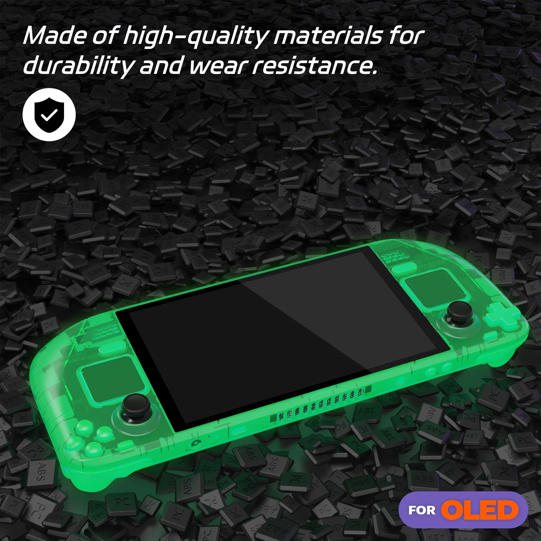 eXtremeRate Replacement Full Set Shell with Buttons for Steam Deck OLED - Glow in Dark - Green - Image 7