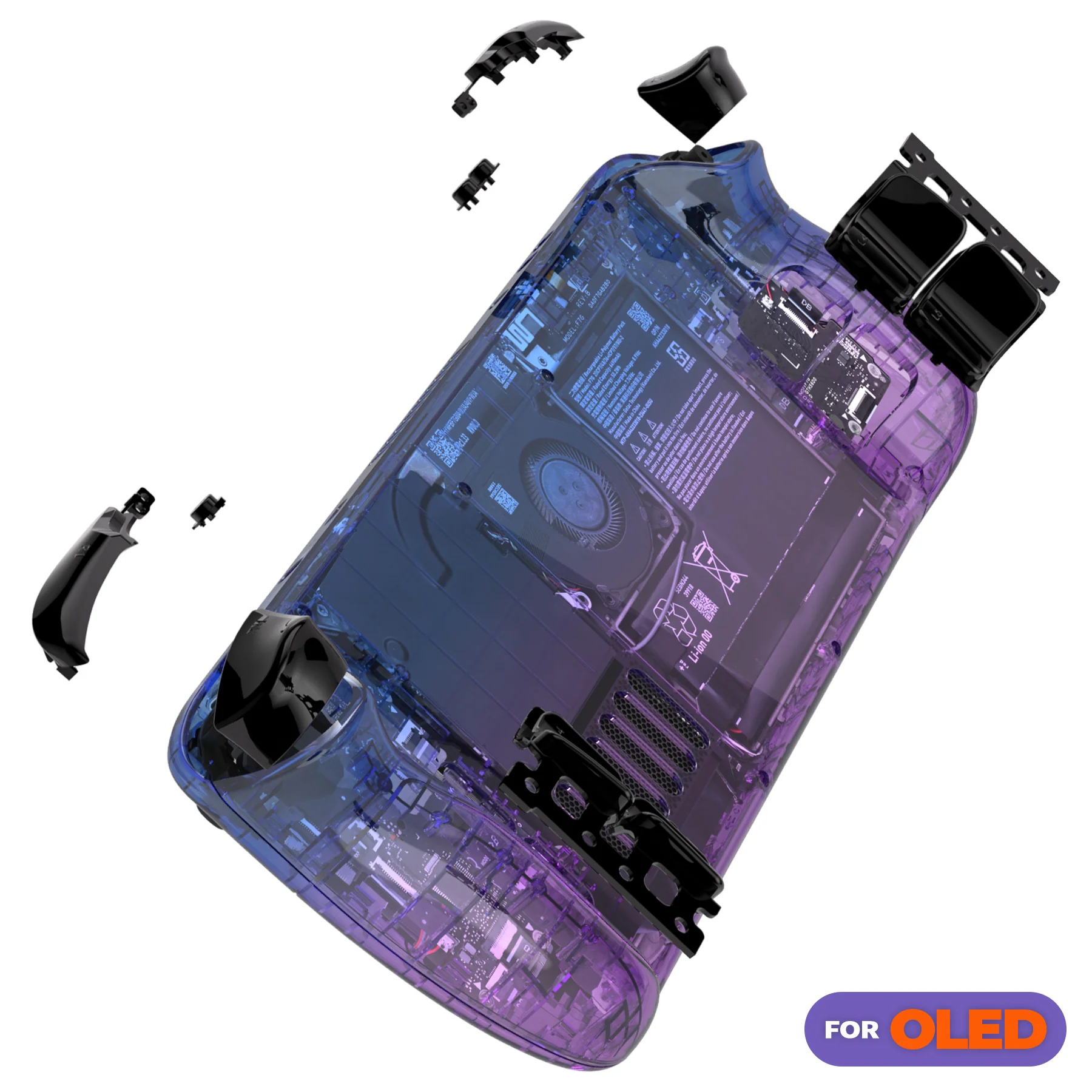 eXtremeRate Replacement Full Set Shell with Buttons for Steam Deck OLED - Gradient Translucent Bluebell - Image 4
