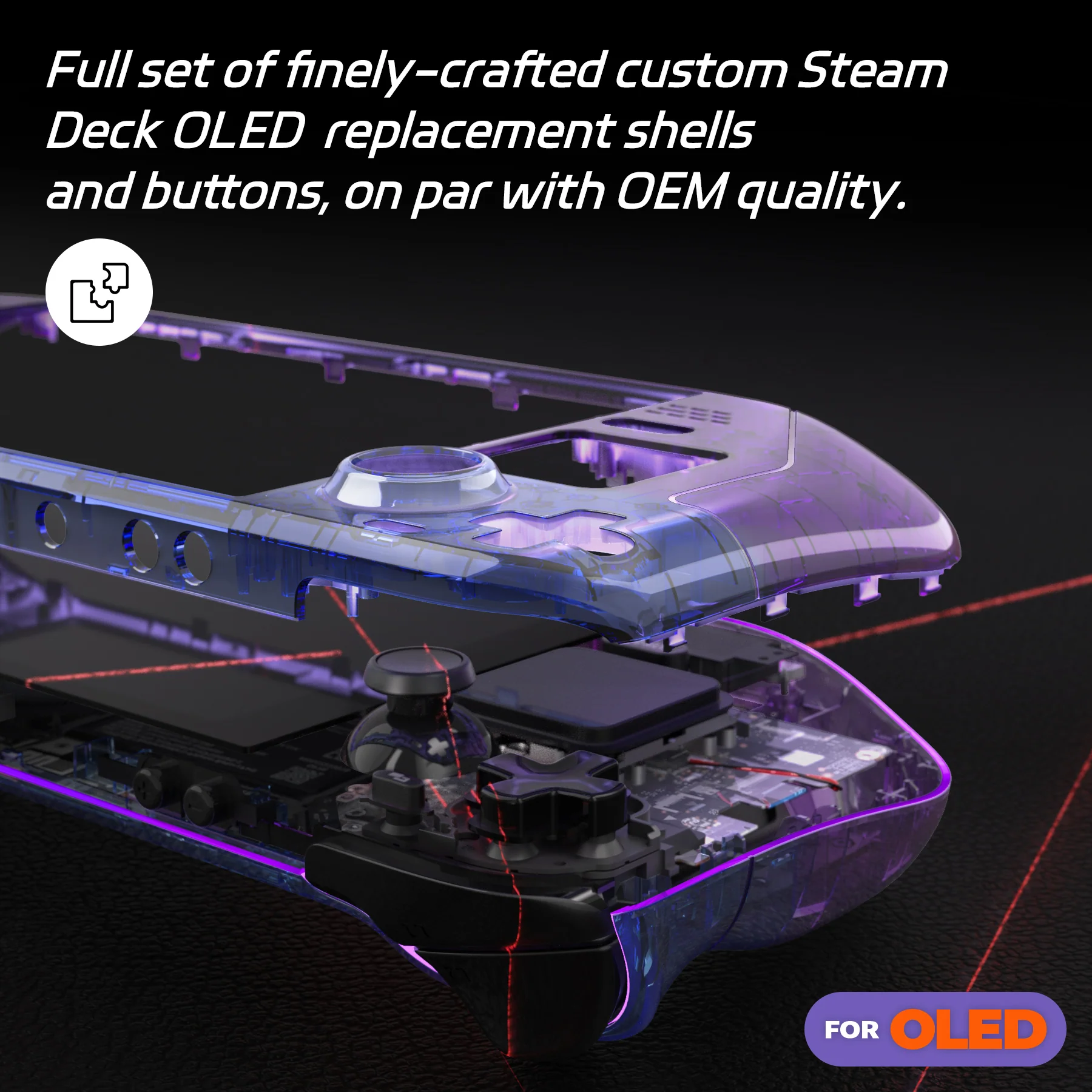 eXtremeRate Replacement Full Set Shell with Buttons for Steam Deck OLED - Gradient Translucent Bluebell - Image 5