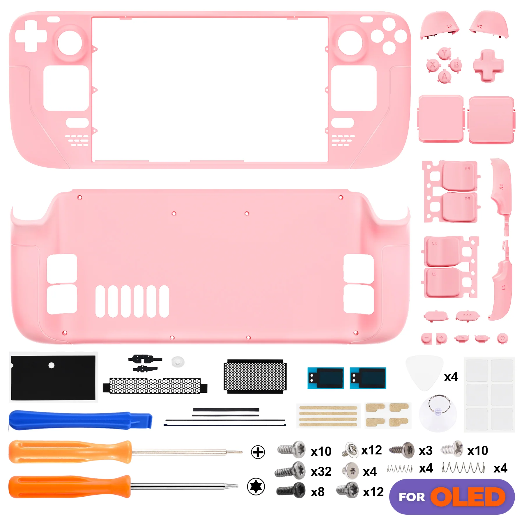 eXtremeRate Replacement Full Set Shell with Buttons for Steam Deck OLED - Pale Red - Image 2