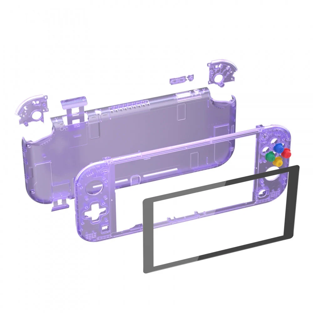 eXtremeRate Replacement Full Set Shells with ABXY Buttons & Screen Protector for Nintendo Switch Lite - Clear Atomic Purple - Image 8