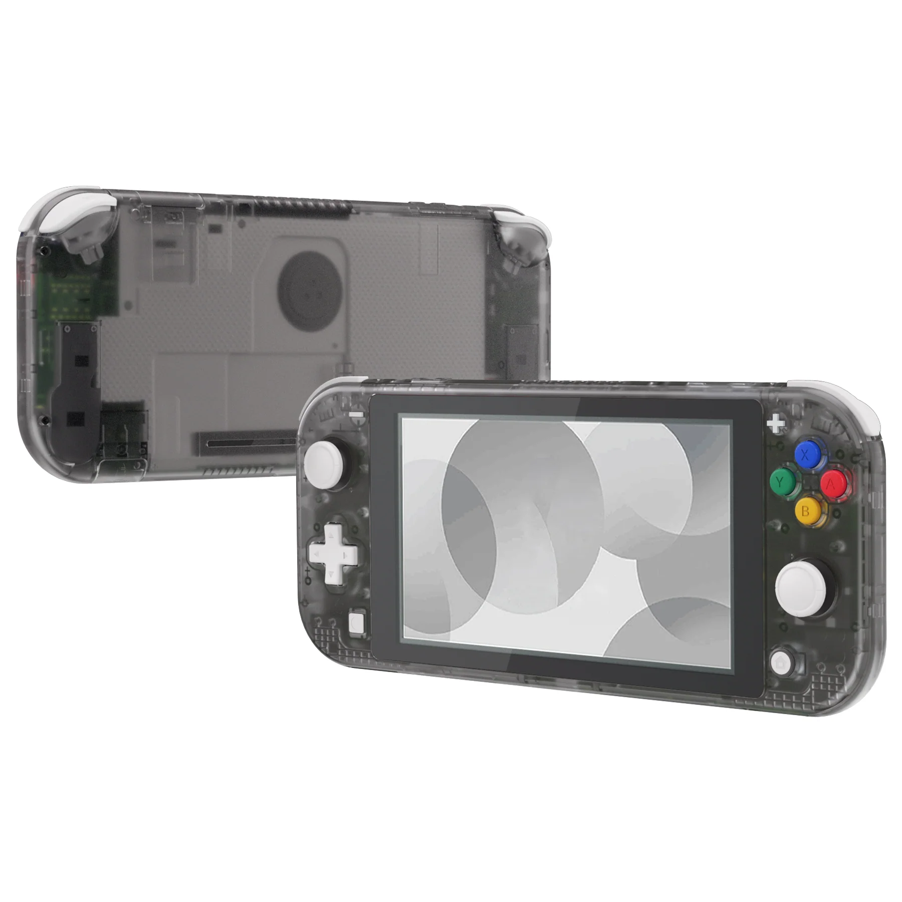 eXtremeRate Replacement Full Set Shells with ABXY Buttons & Screen Protector for Nintendo Switch Lite - Clear Black - Image 4
