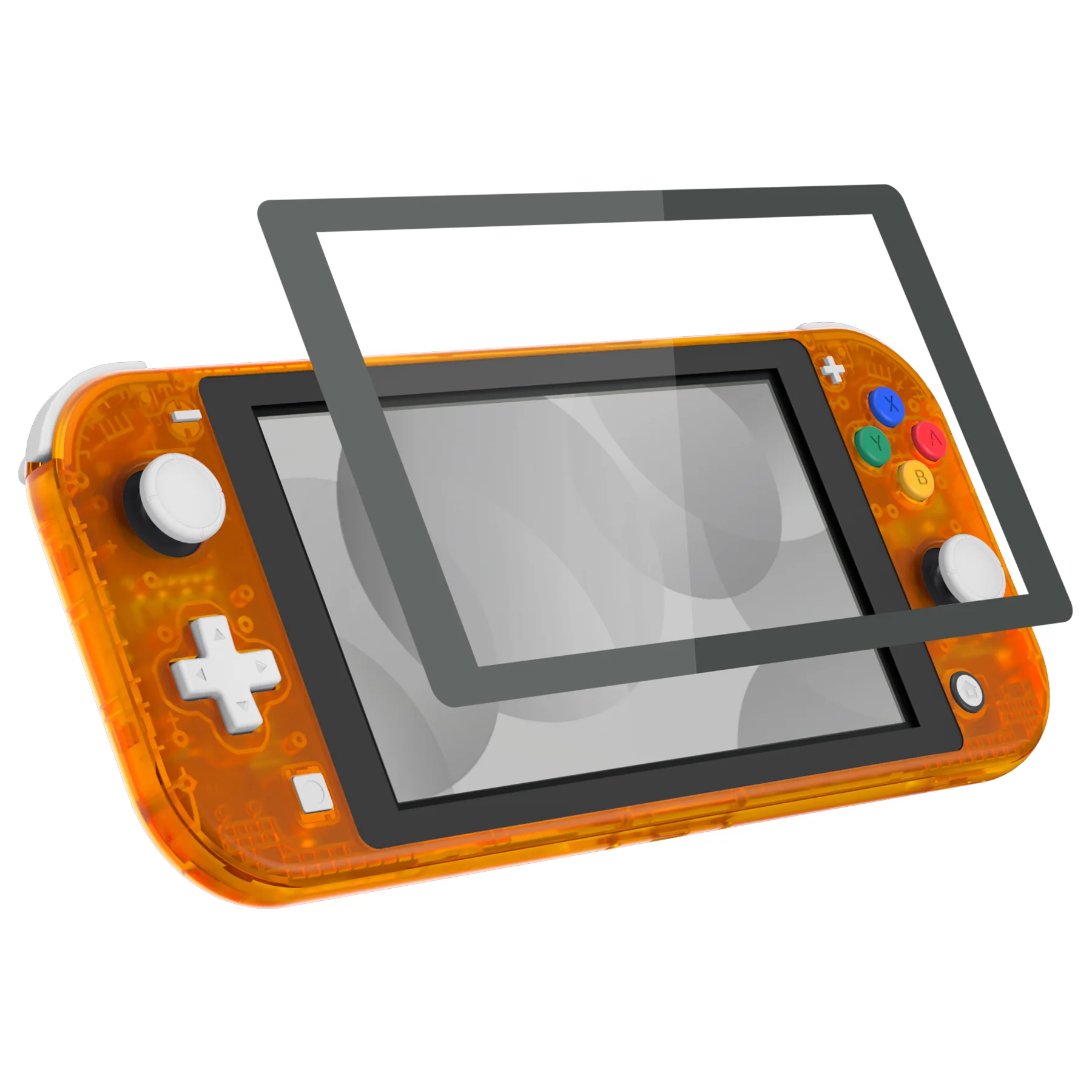 eXtremeRate Replacement Full Set Shells with ABXY Buttons & Screen Protector for Nintendo Switch Lite - Clear Orange - Image 5