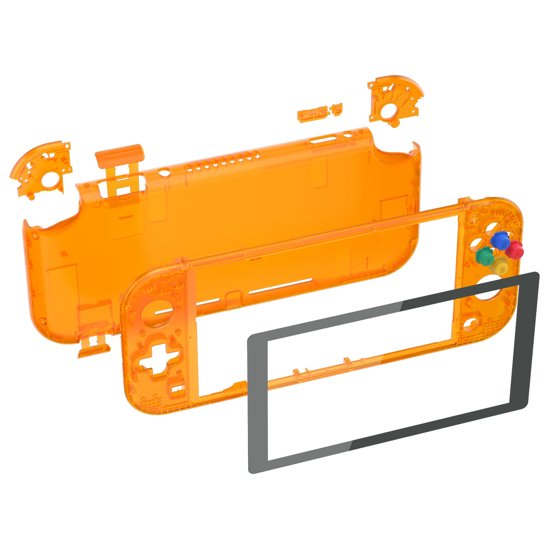 eXtremeRate Replacement Full Set Shells with ABXY Buttons & Screen Protector for Nintendo Switch Lite - Clear Orange - Image 8