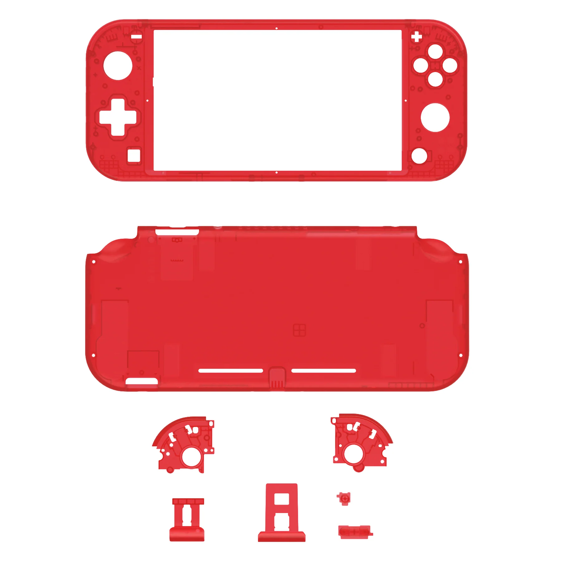 eXtremeRate Replacement Full Set Shells with ABXY Buttons & Screen Protector for Nintendo Switch Lite - Clear Red - Image 2