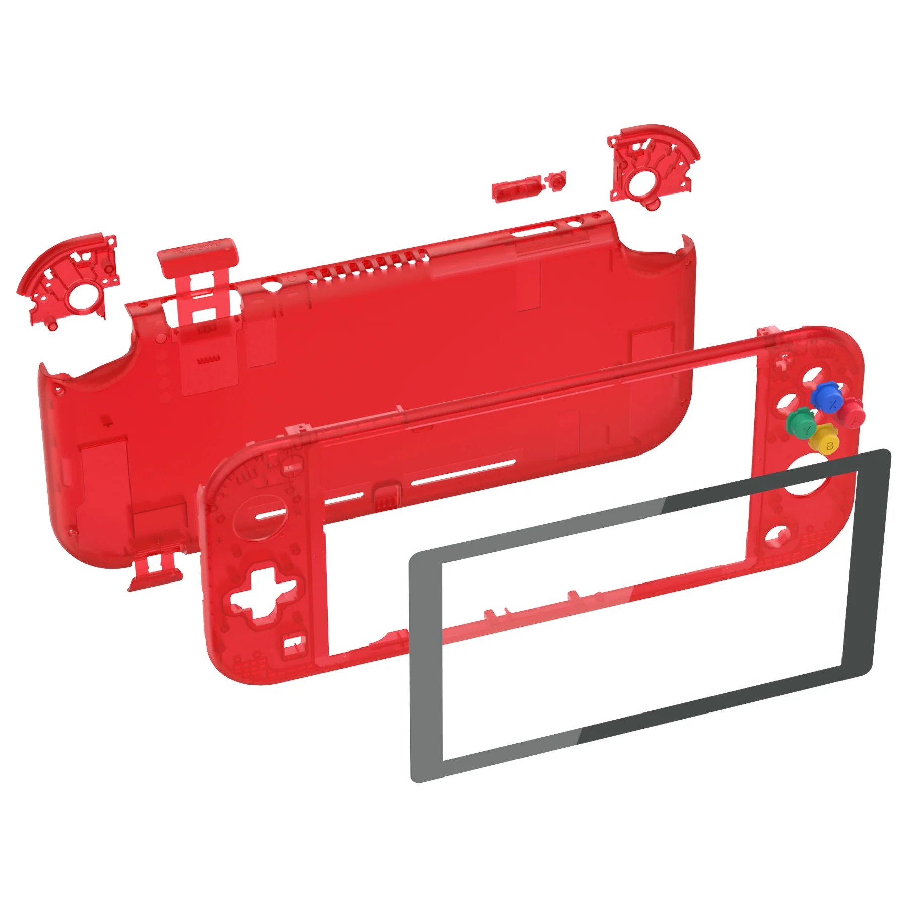eXtremeRate Replacement Full Set Shells with ABXY Buttons & Screen Protector for Nintendo Switch Lite - Clear Red - Image 8