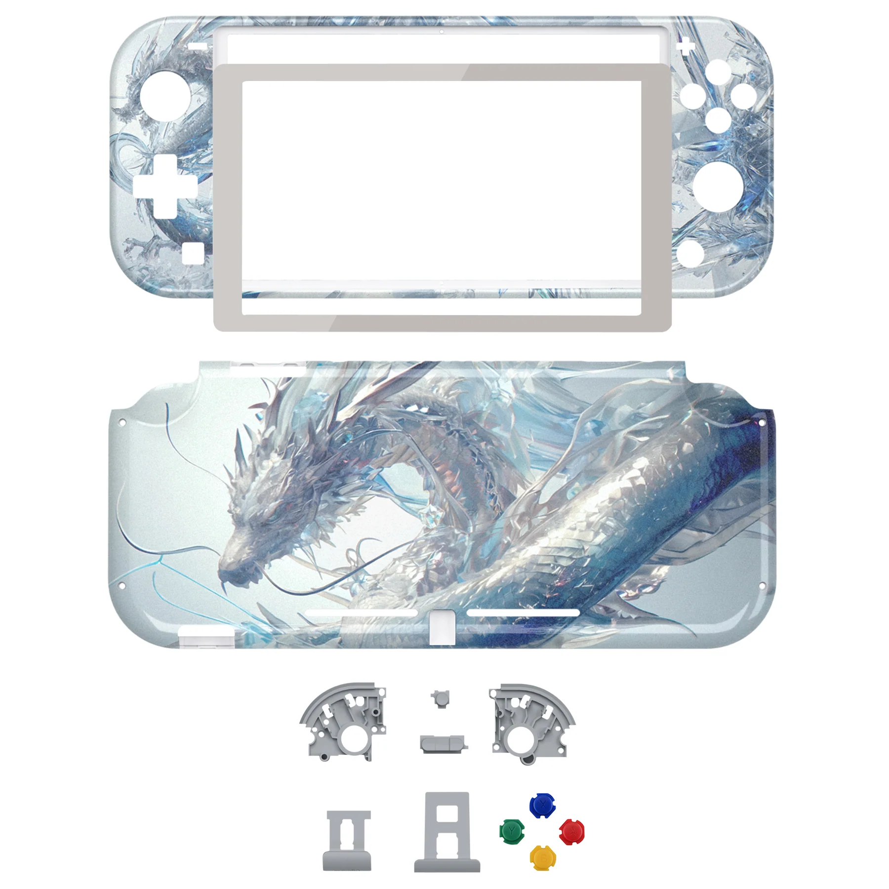 eXtremeRate Replacement Full Set Shells with ABXY Buttons & Screen Protector for Nintendo Switch Lite - Crystal Dragon - Image 2