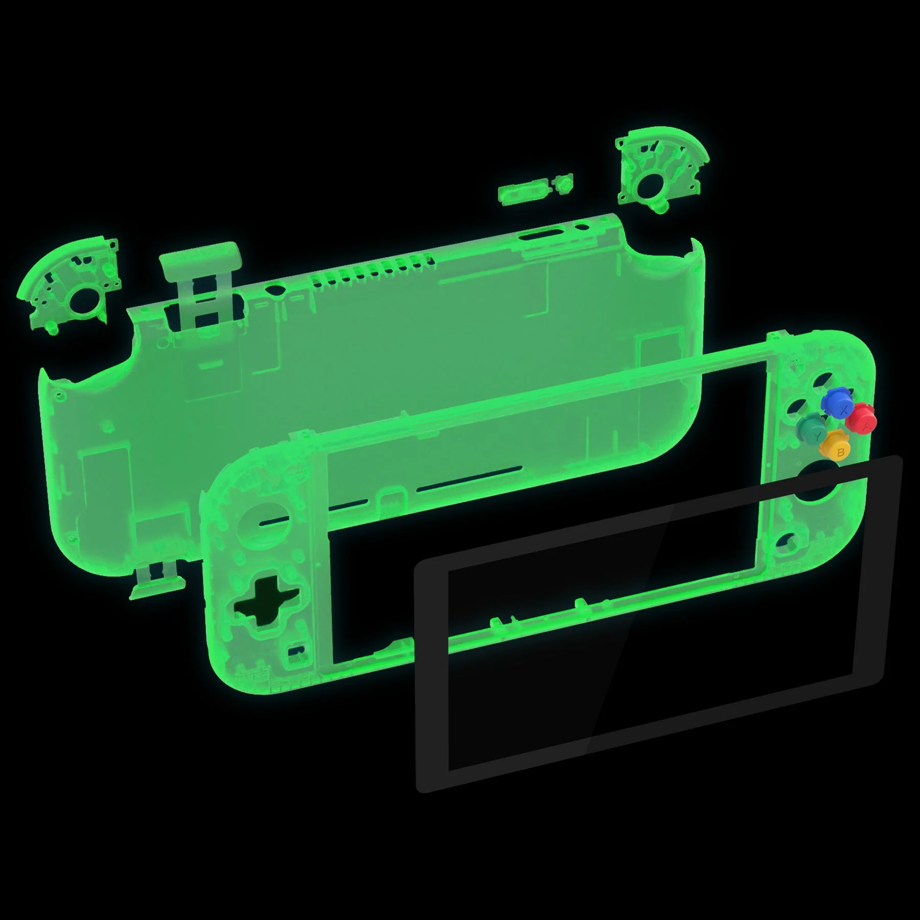 eXtremeRate Replacement Full Set Shells with ABXY Buttons & Screen Protector for Nintendo Switch Lite - Glow in Dark - Green - Image 9