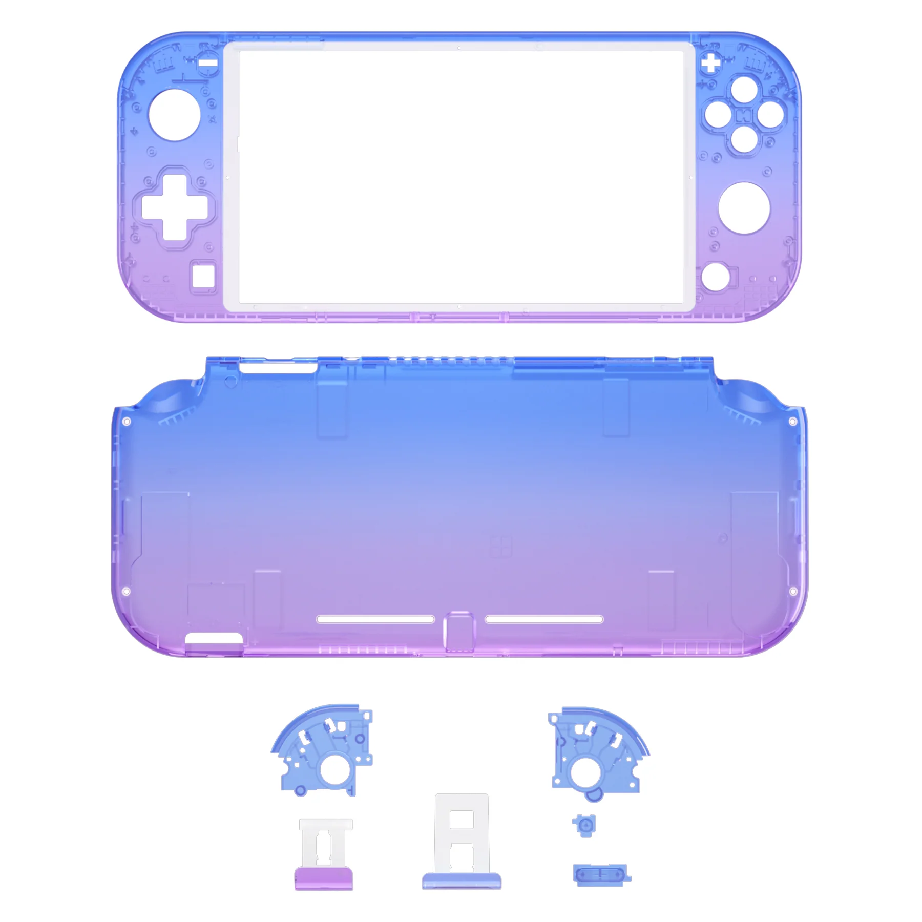 eXtremeRate Replacement Full Set Shells with ABXY Buttons & Screen Protector for Nintendo Switch Lite - Gradient Translucent Bluebell - Image 2