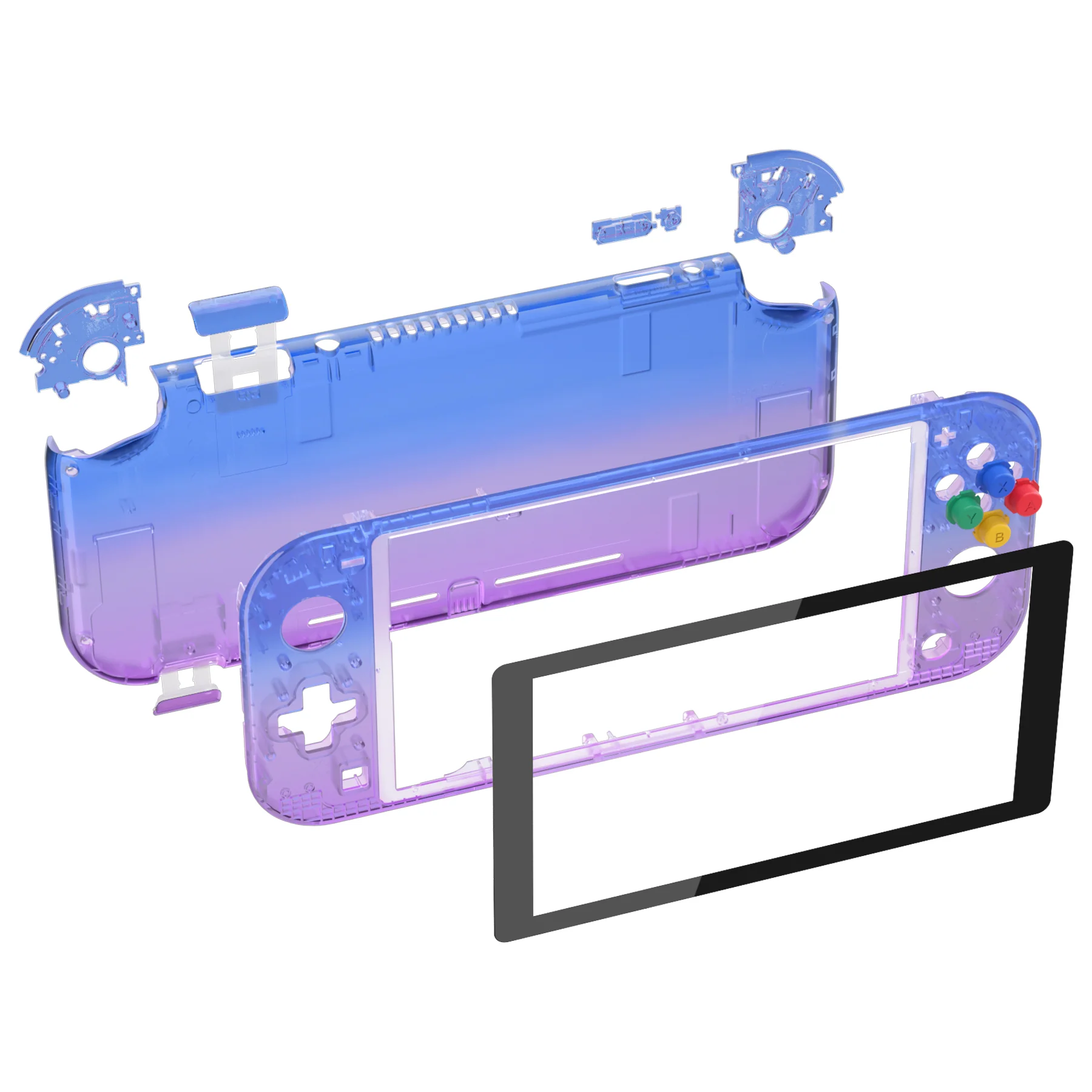 eXtremeRate Replacement Full Set Shells with ABXY Buttons & Screen Protector for Nintendo Switch Lite - Gradient Translucent Bluebell - Image 8