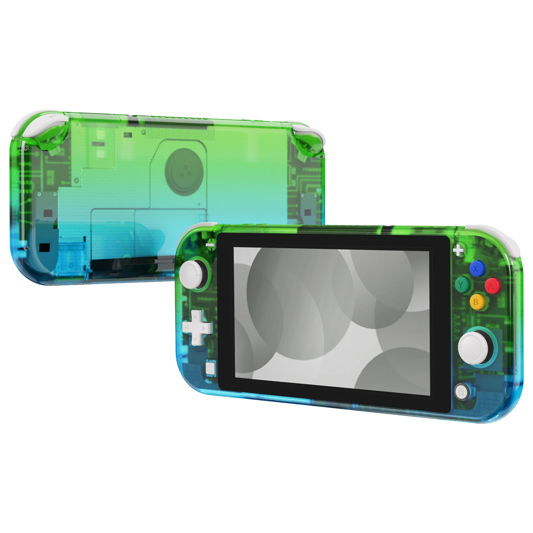 eXtremeRate Replacement Full Set Shells with ABXY Buttons & Screen Protector for Nintendo Switch Lite - Gradient Translucent Green Blue - Image 4