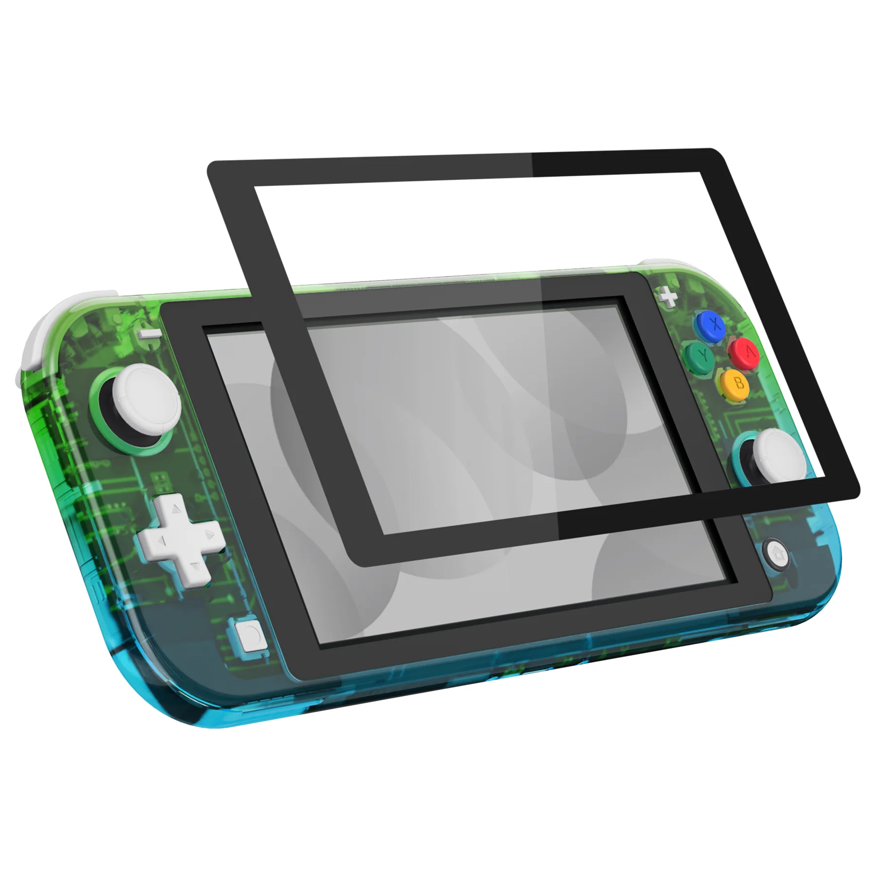 eXtremeRate Replacement Full Set Shells with ABXY Buttons & Screen Protector for Nintendo Switch Lite - Gradient Translucent Green Blue - Image 5