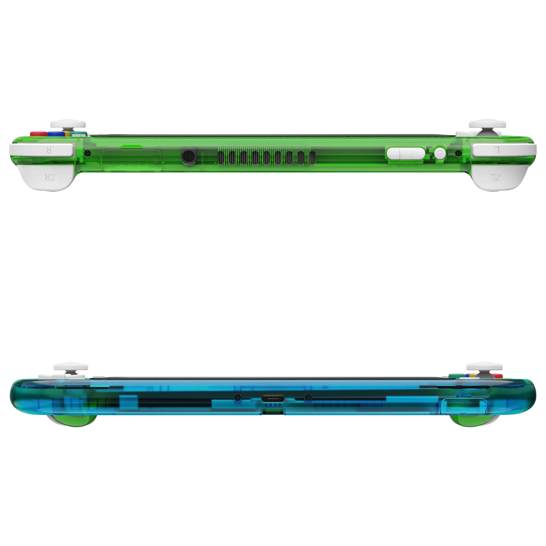 eXtremeRate Replacement Full Set Shells with ABXY Buttons & Screen Protector for Nintendo Switch Lite - Gradient Translucent Green Blue - Image 7