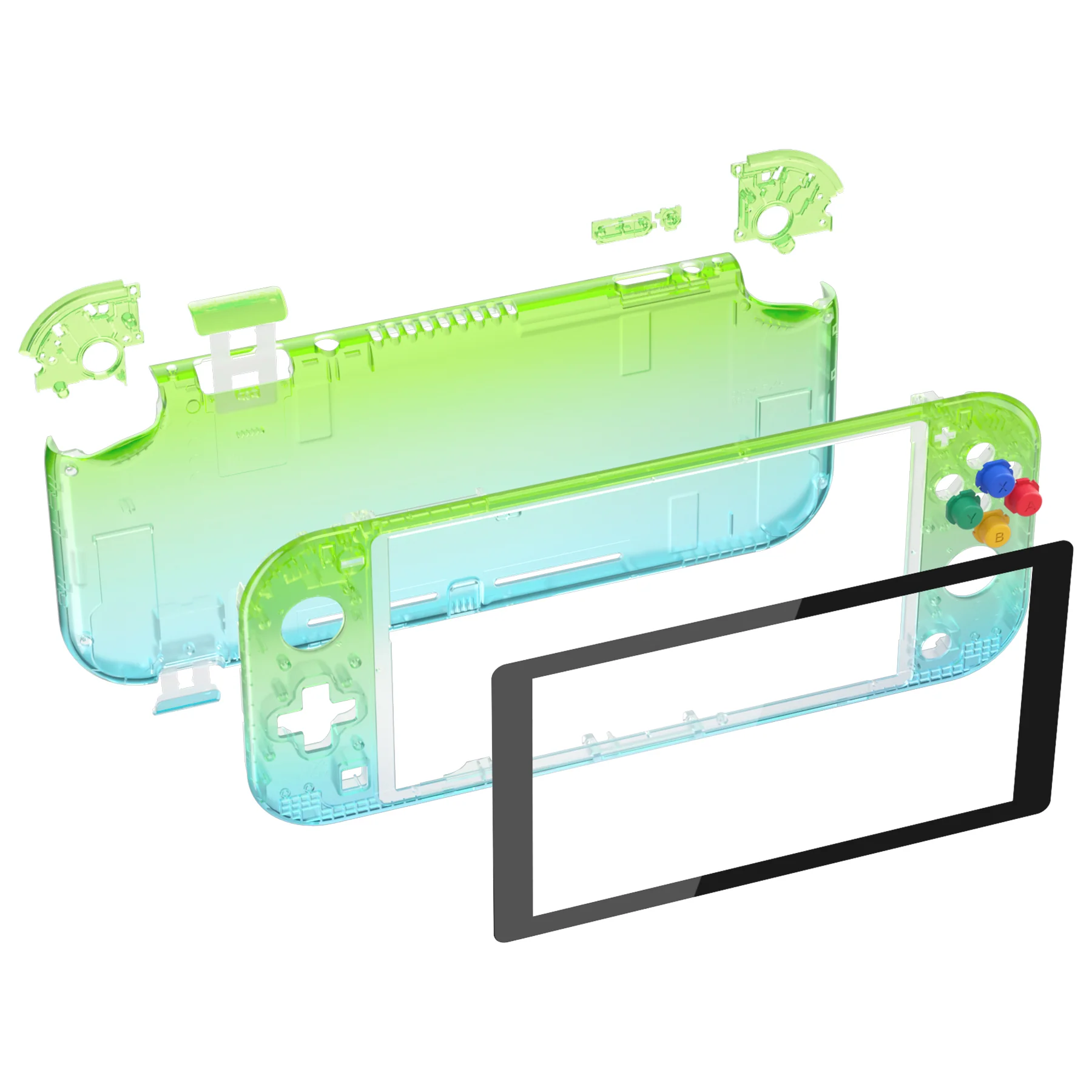 eXtremeRate Replacement Full Set Shells with ABXY Buttons & Screen Protector for Nintendo Switch Lite - Gradient Translucent Green Blue - Image 8